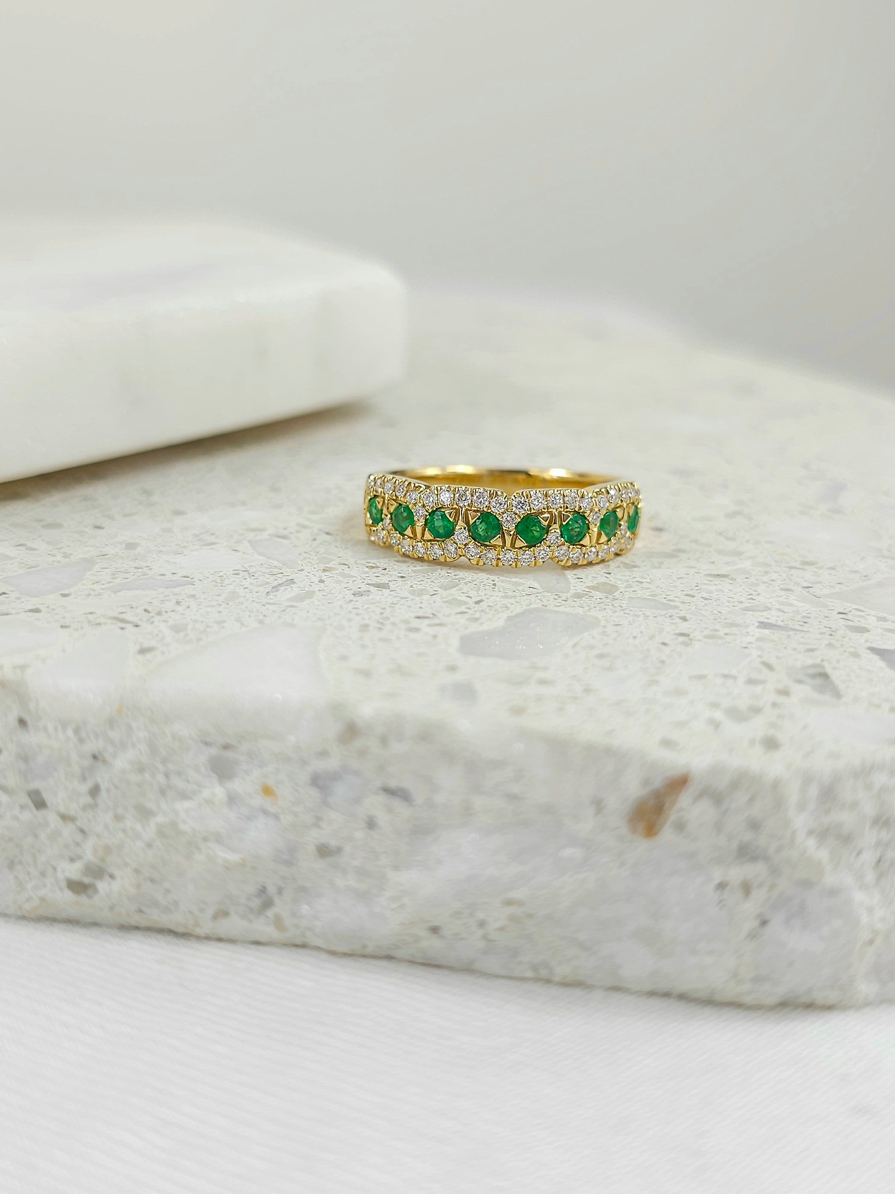 18ct Yellow Gold Emerald and Diamond ring