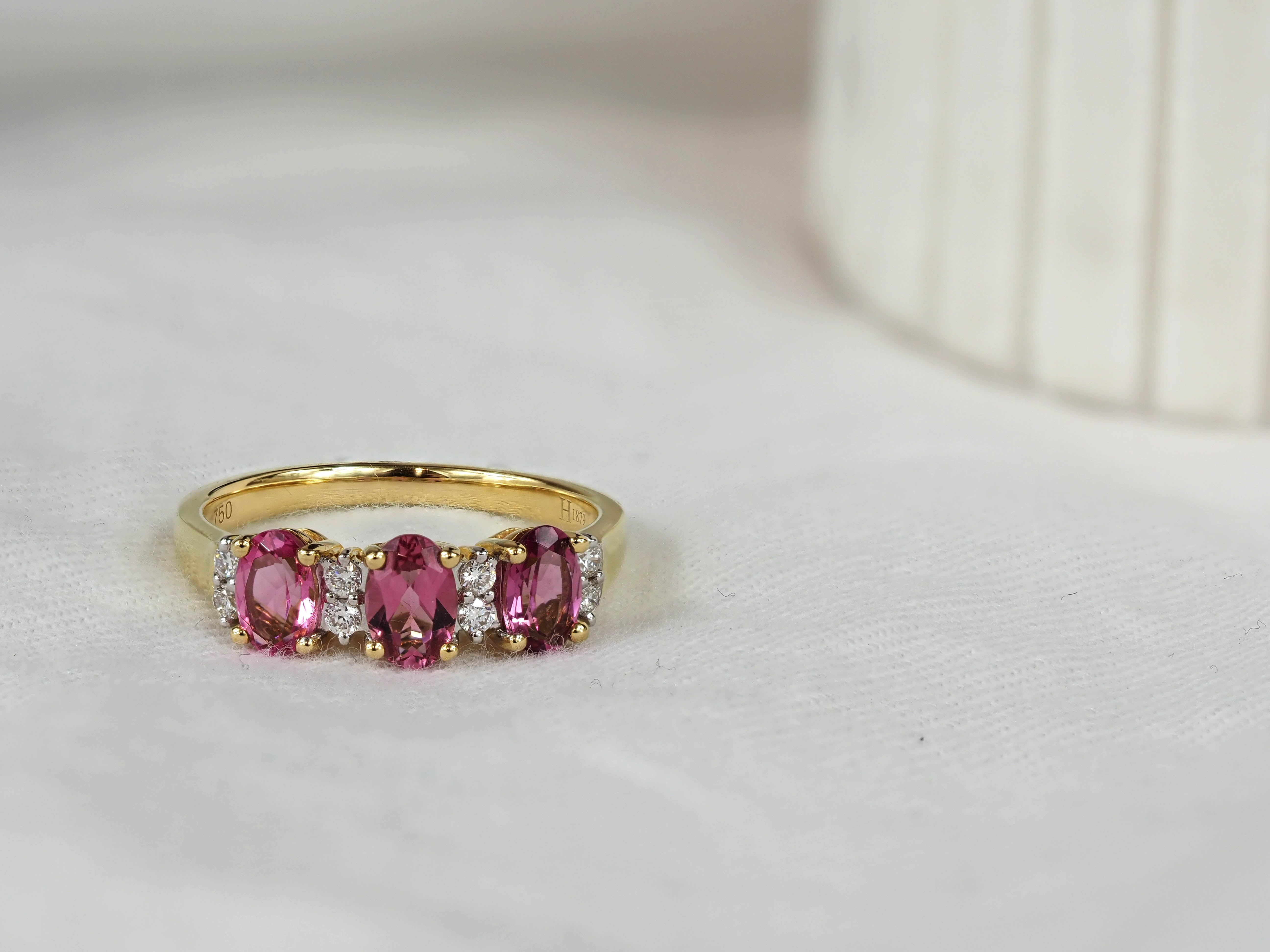 18ct Yellow Gold, Pink Tourmaline and Diamond ring