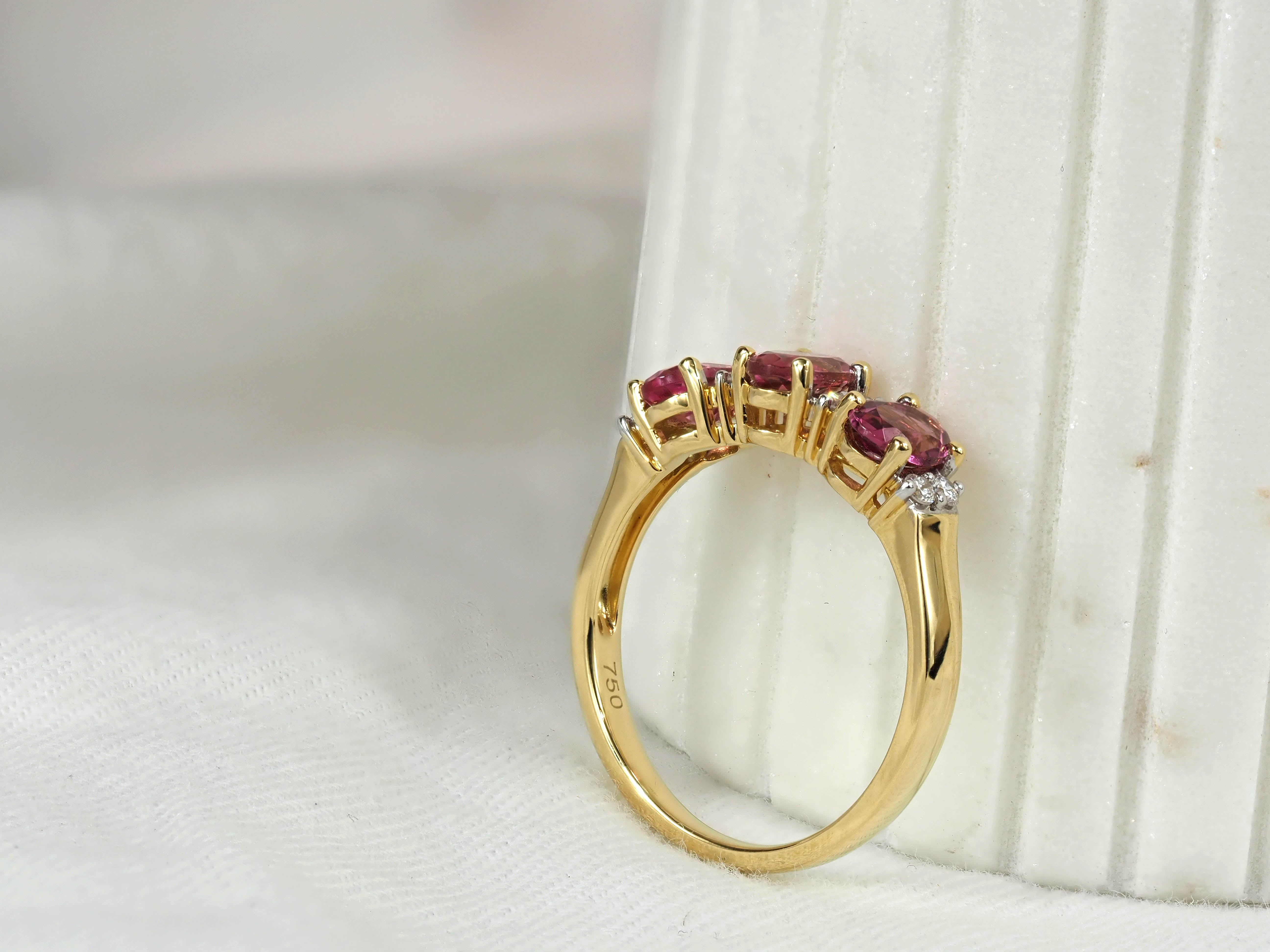 18ct Yellow Gold, Pink Tourmaline and Diamond ring