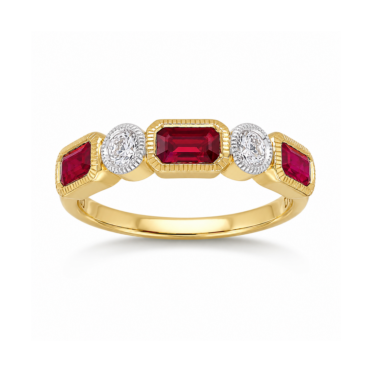 18ct Yellow Gold Ruby and Diamond Ring, 1.21ct Total