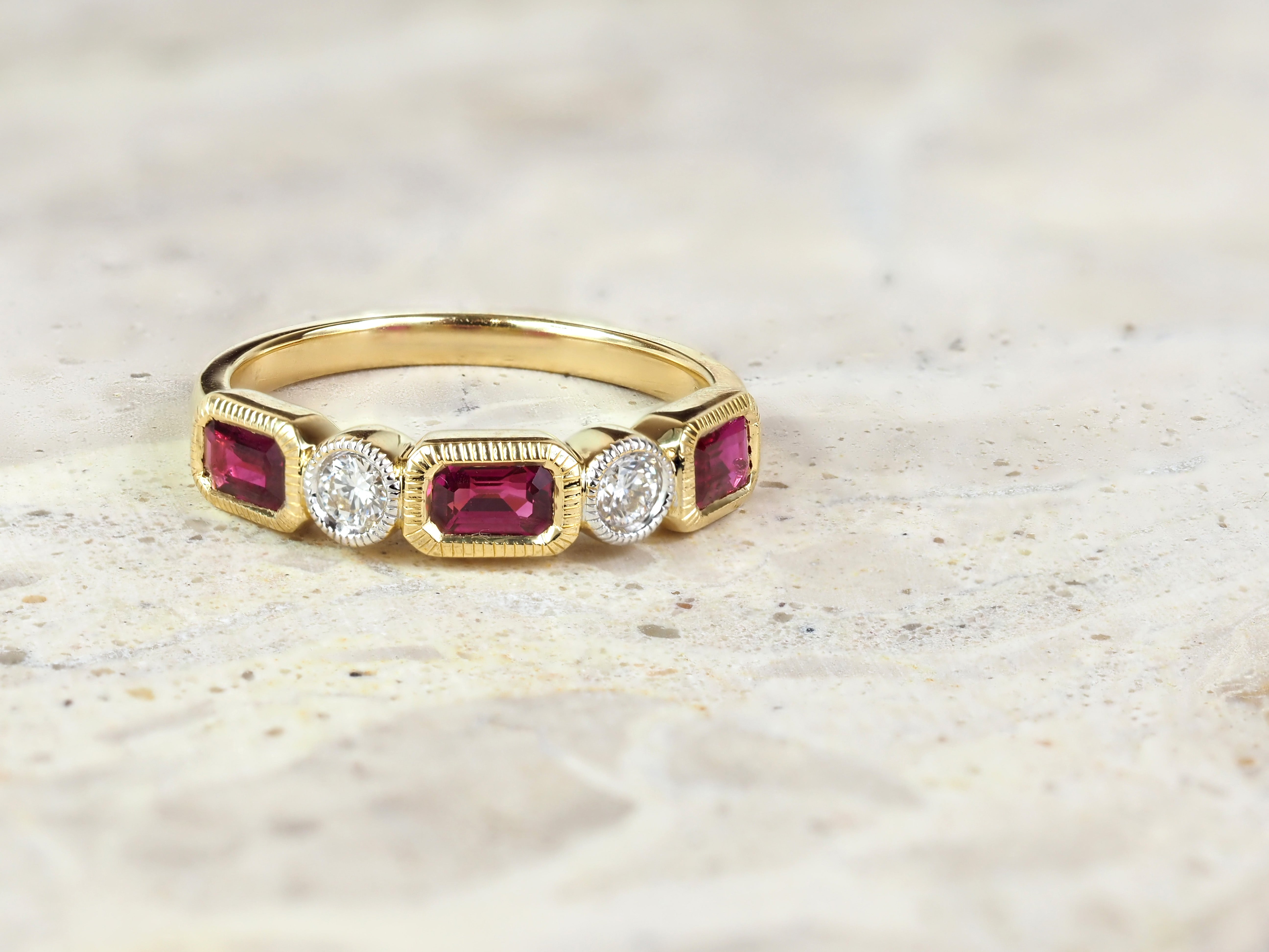 18ct Yellow Gold Ruby and Diamond Ring, 1.21ct Total