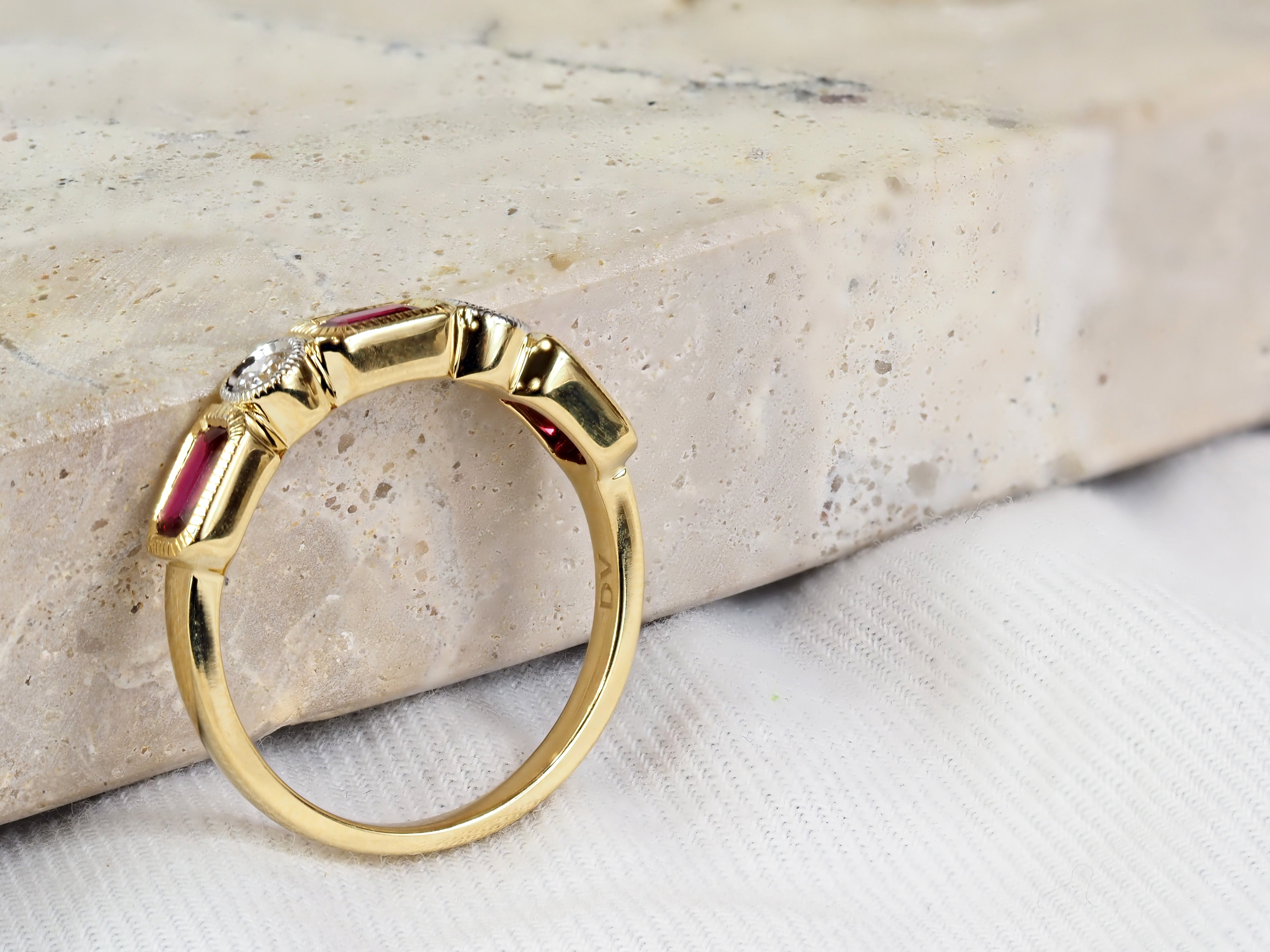 18ct Yellow Gold Ruby and Diamond Ring, 1.21ct Total