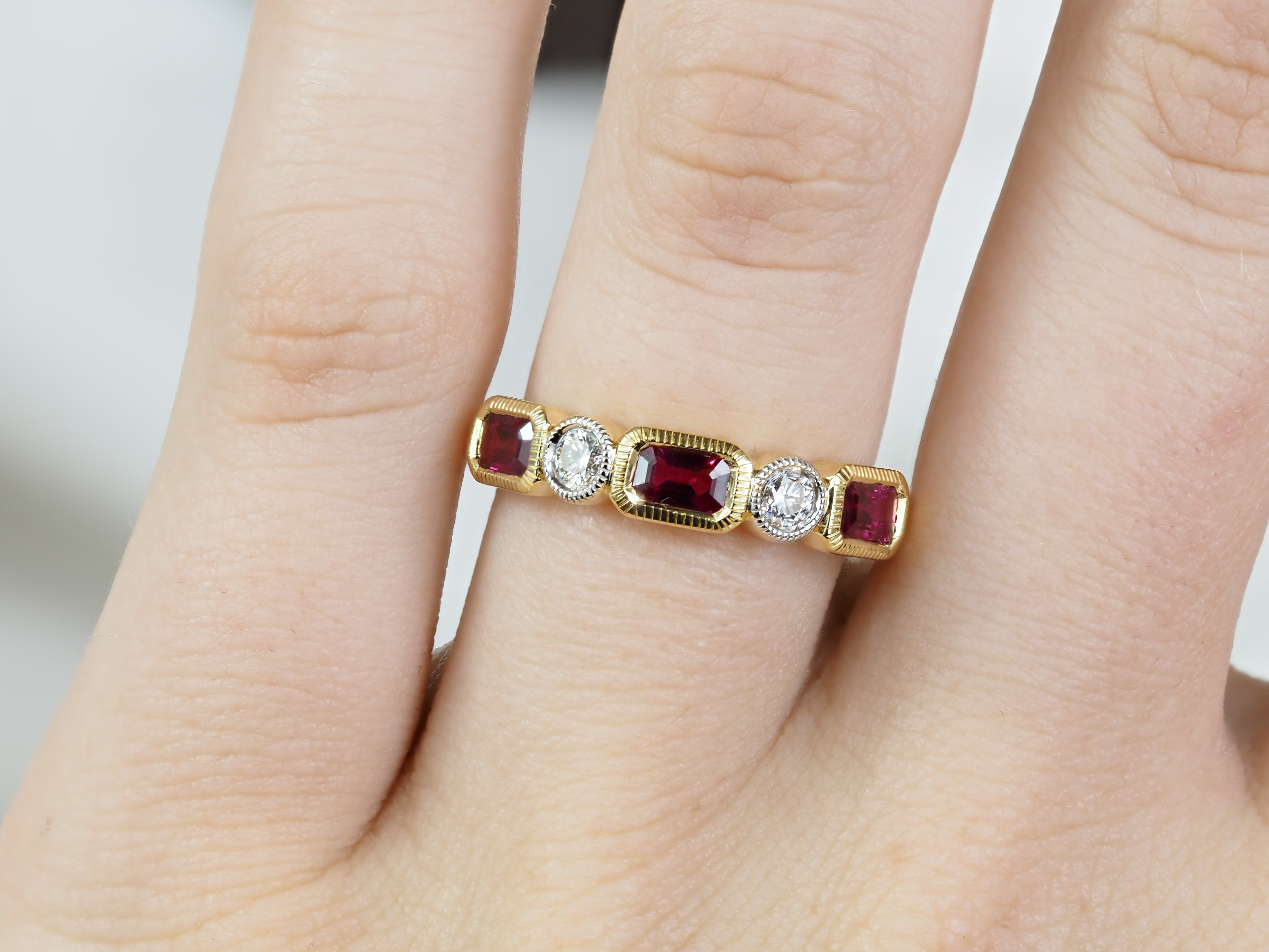 18ct Yellow Gold Ruby and Diamond Ring, 1.21ct Total