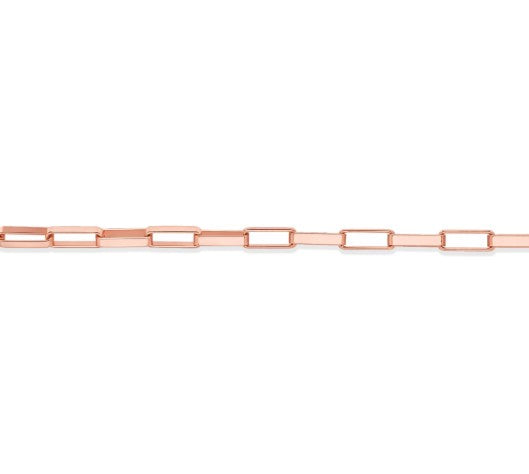 9ct Rose Gold Paperclip Chain, 2mm, 45cm