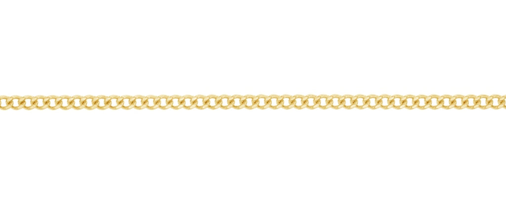 9ct Yellow Gold Diamond Cut Curb Chain, 1mm, 45cm