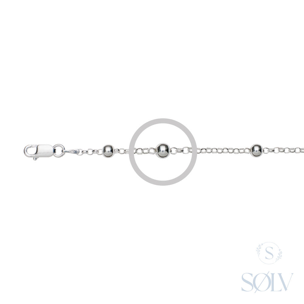 Solv Sterling Silver Belcher Ball Chain, 55cm