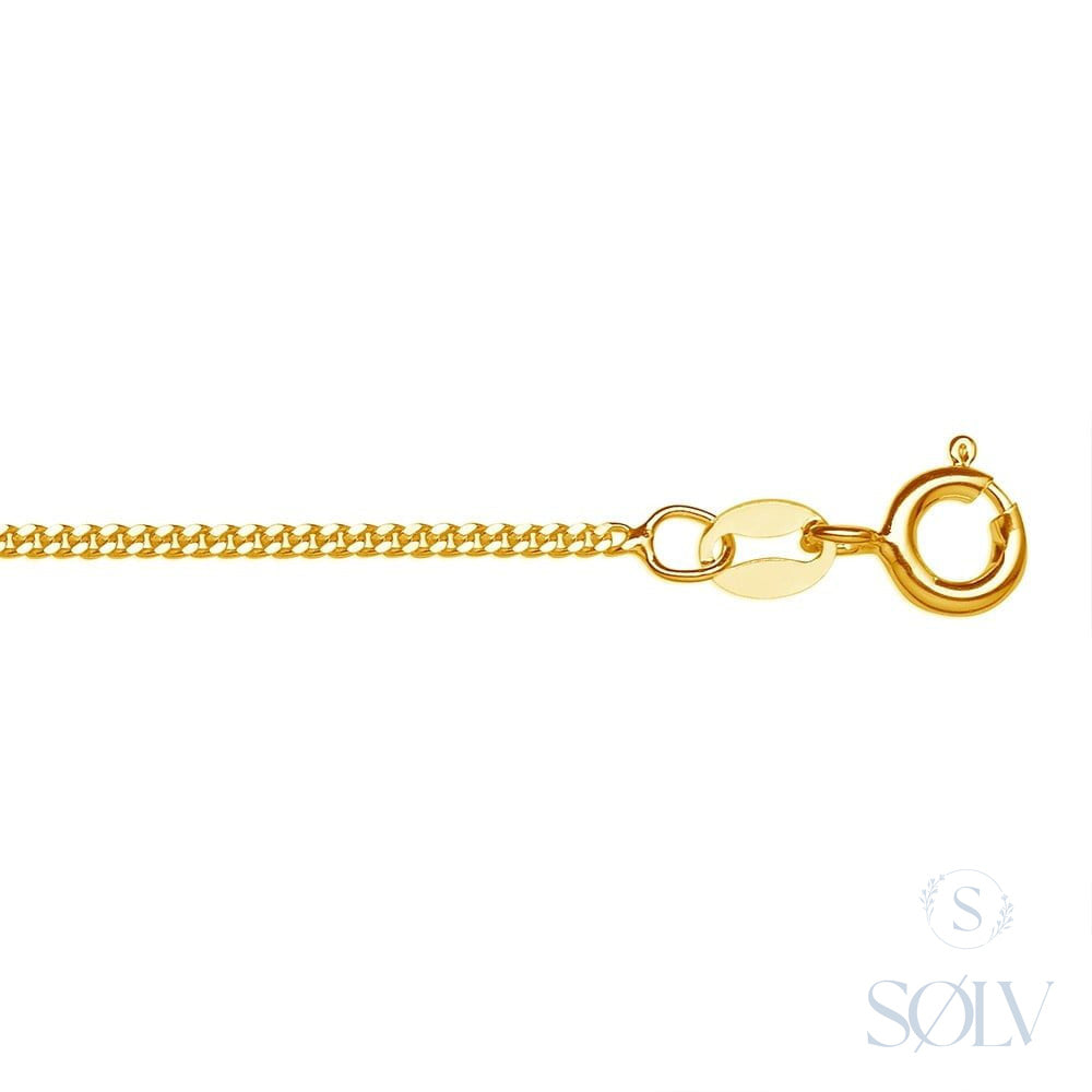 Solv Sterling Silver Gold Plated Curb Chain, 45cm