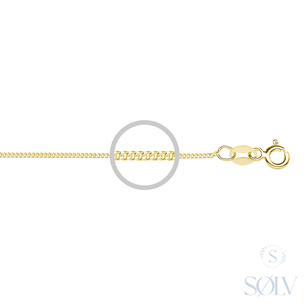Solv Sterling Silver Gold Plated Curb Chain,45cm