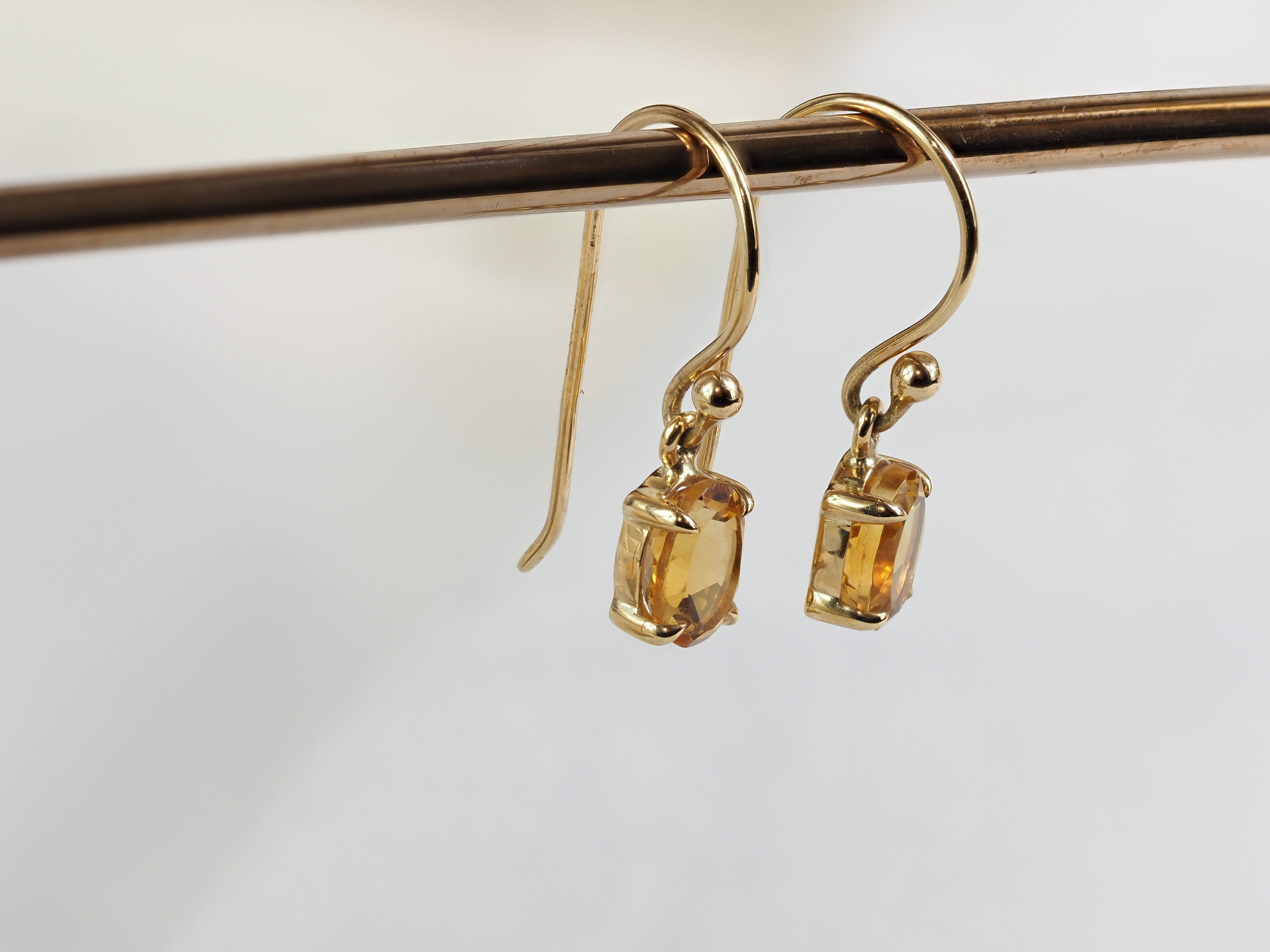 9ct Yellow Gold Citrine Shepard Hook Earrings