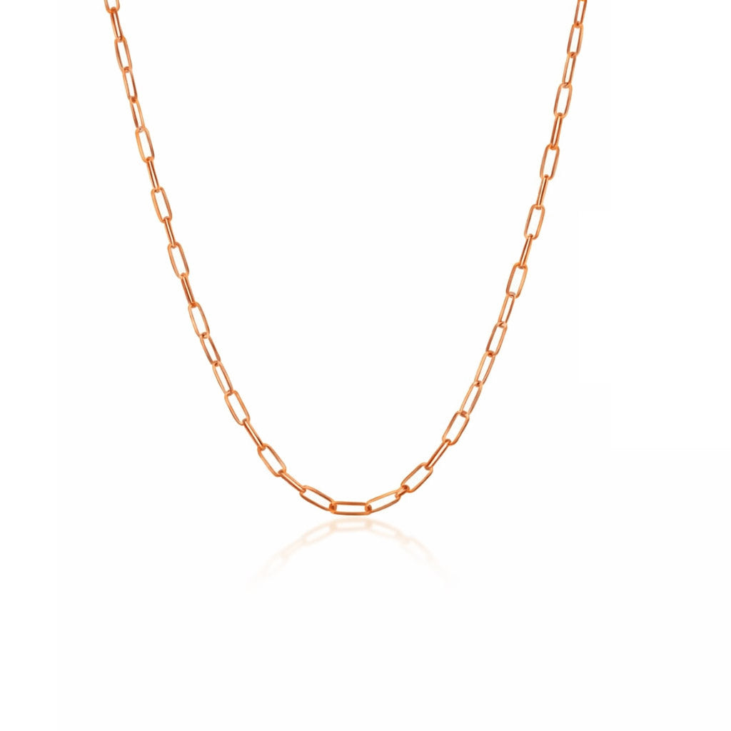 9ct Rose Gold Paperclip Link Chain, 1.5mm, 45cm