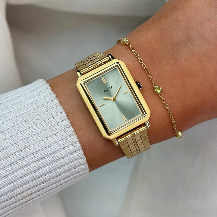 Cluse Fluette Sage Green and Gold Watch, CW11514