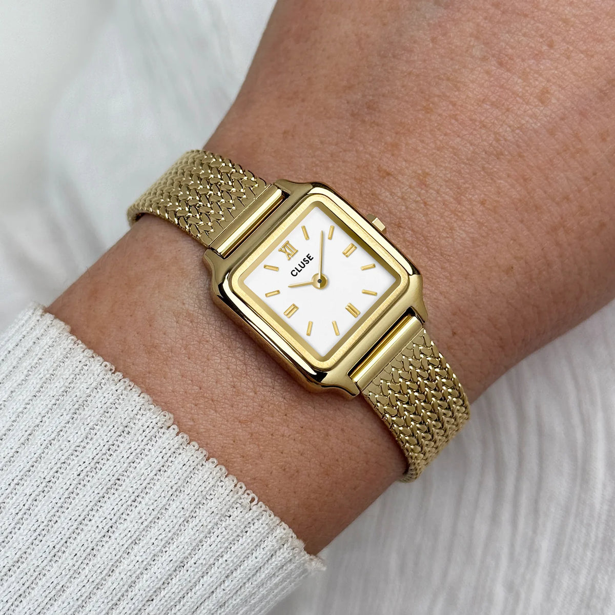 Cluse Gracieuse Mini Mesh White and Gold Watch, CW15509
