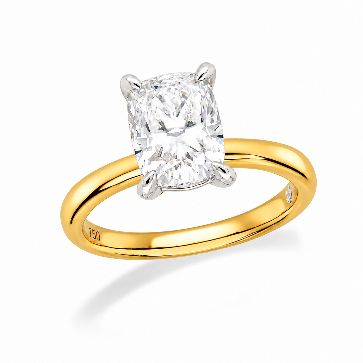 18ct Yellow and Platinum Cushion Lab-Grown Diamond Engagement Ring, 1.52ct Centre