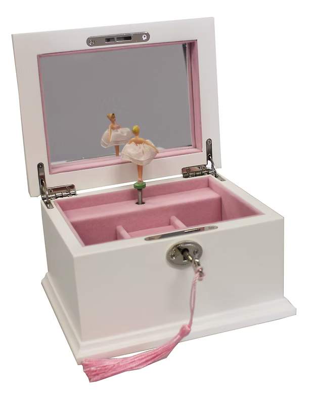 White and Pink Ballerina Jewellery Box