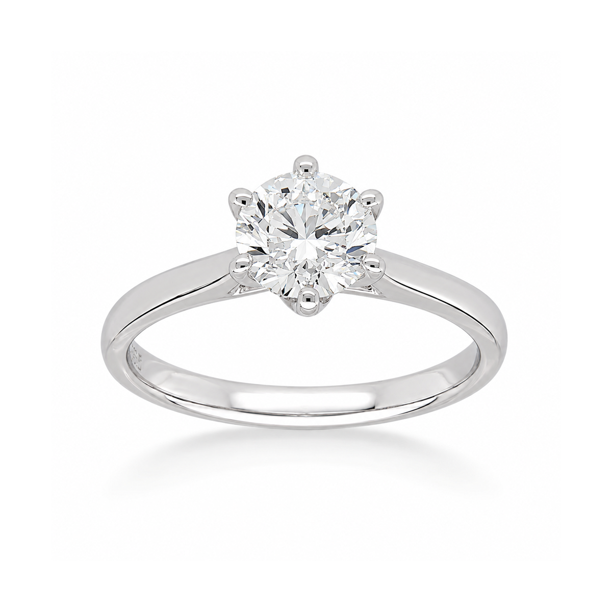 14ct White Gold Round Lab-Grown Diamond Engagement Ring, 1.05ct