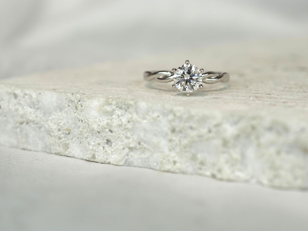 14ct White Gold Lab-Grown Round Brilliant Cut Diamond Engagement Ring, 1ct Centre
