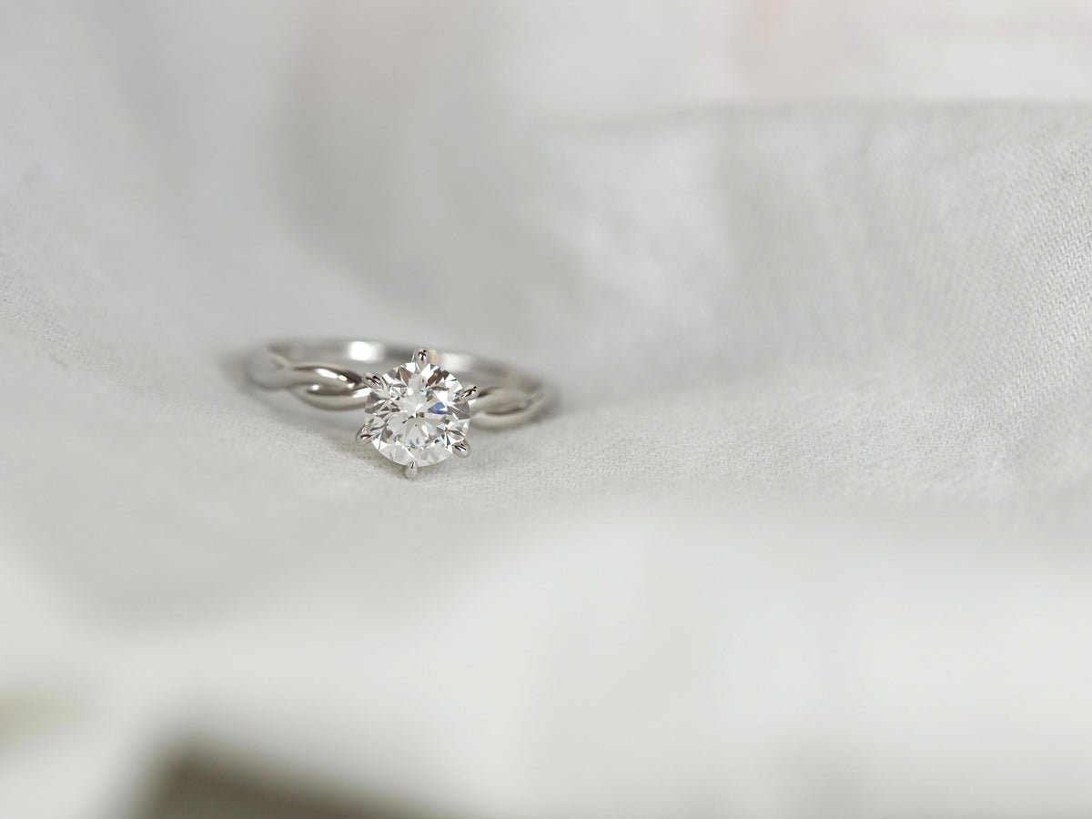 14ct White Gold Lab-Grown Round Brilliant Cut Diamond Engagement Ring, 1ct Centre