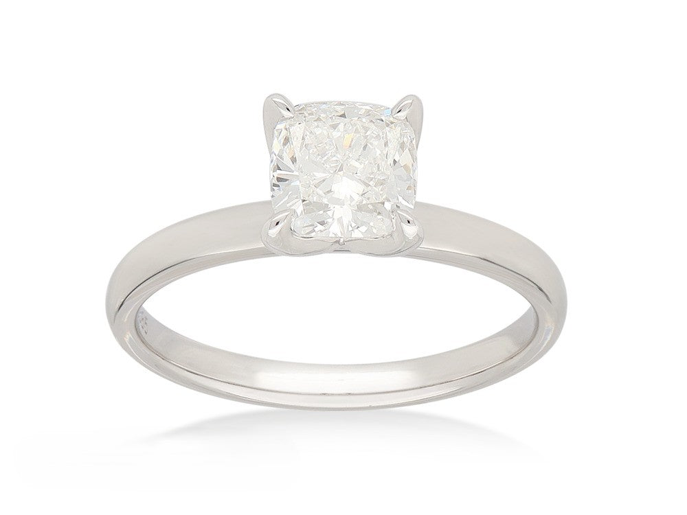 14ct White Gold Lab-Grown Cushion Cut Diamond Ring, 1ct Centre