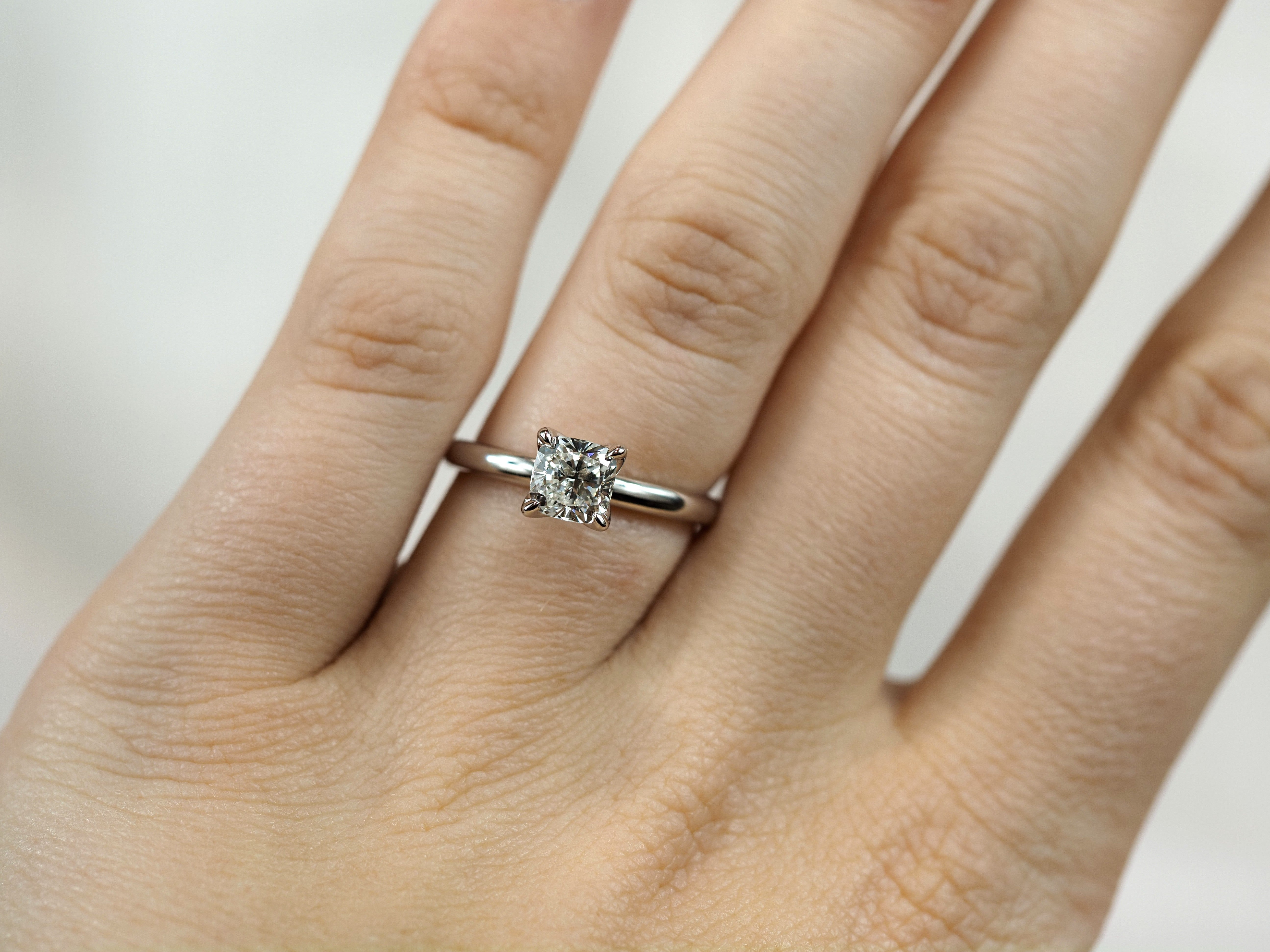 14ct White Gold Lab-Grown Cushion Cut Diamond Ring, 1ct Centre