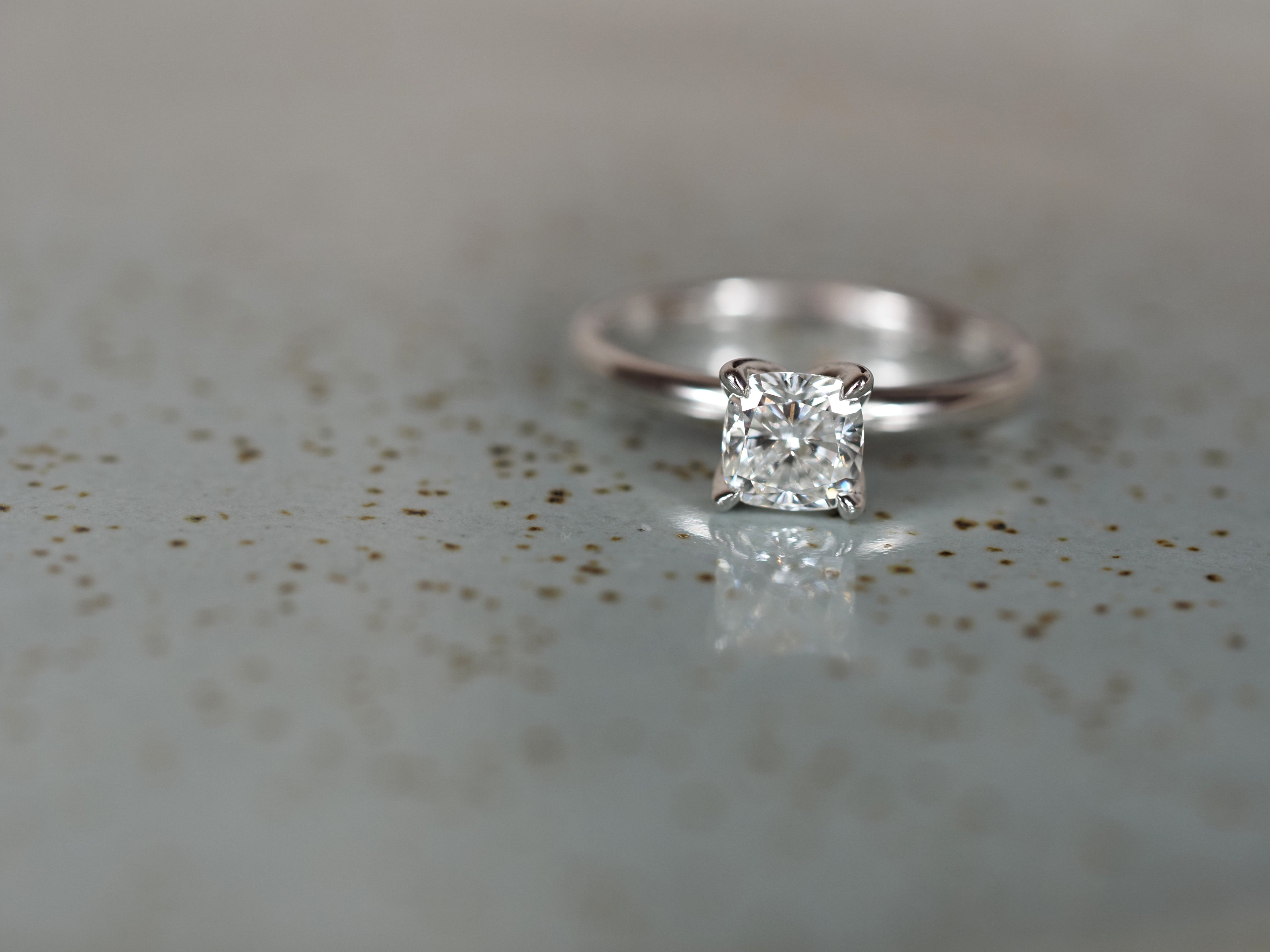 14ct White Gold Lab-Grown Cushion Cut Diamond Ring, 1ct Centre