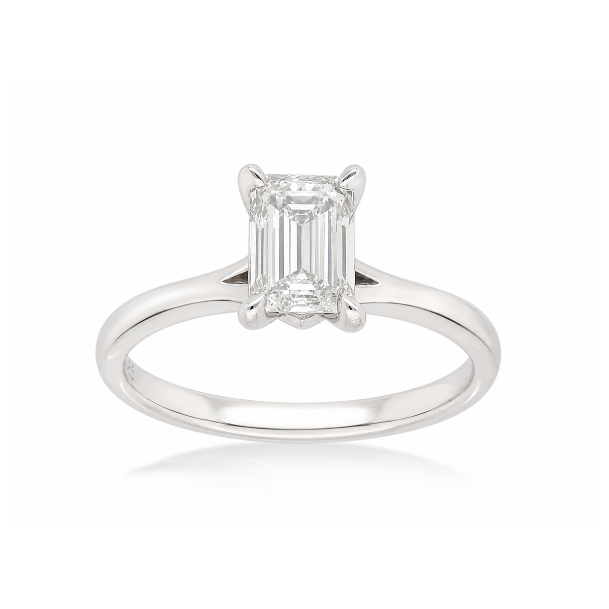 14ct White Gold Lab-Grown Emerald Cut Diamond Engagement Ring, 1ct Centre
