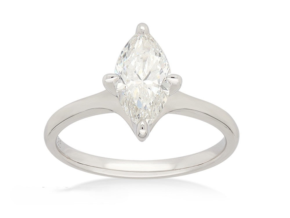 14ct White Gold Lab-Grown Marquise Diamond Ring, 1.04ct Centre