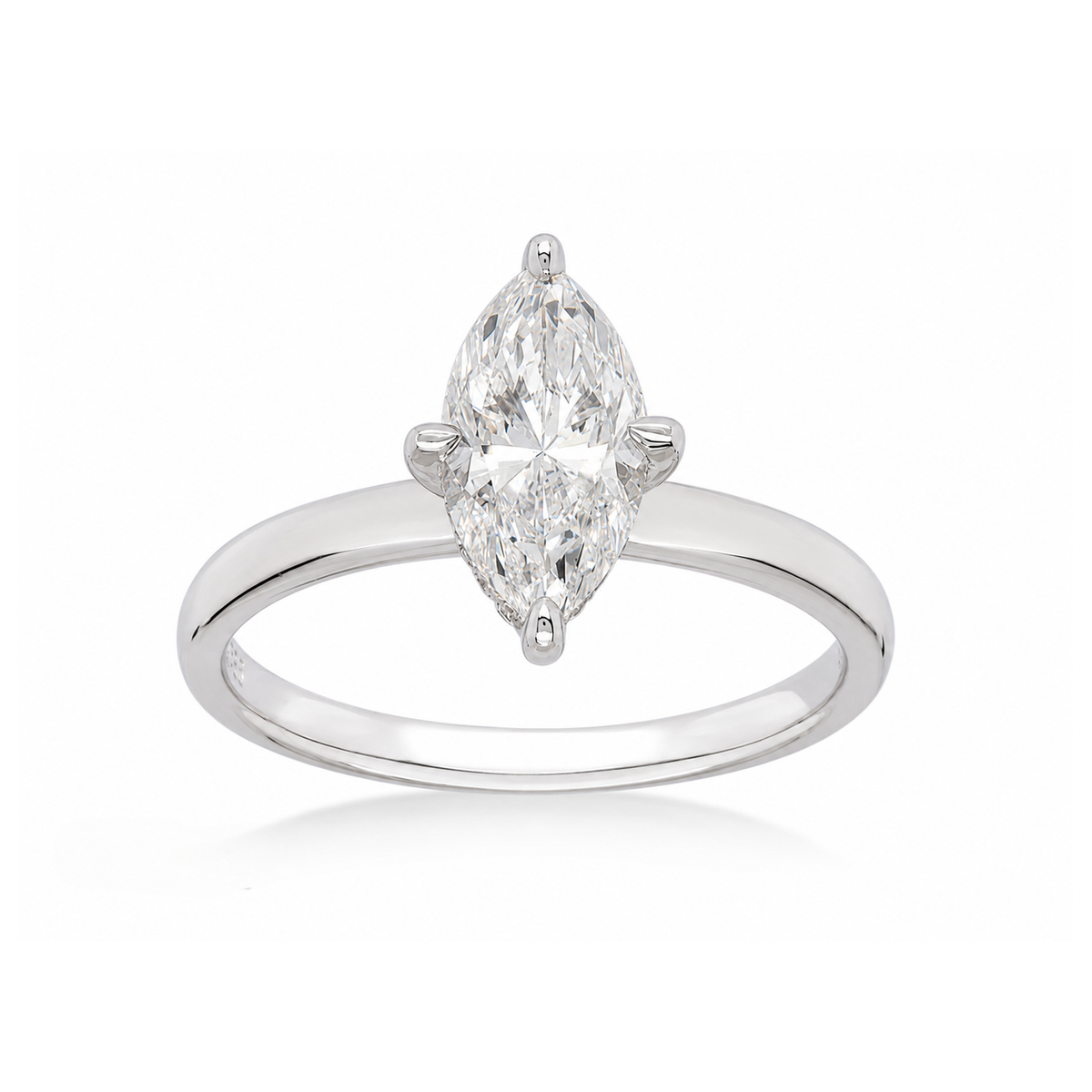 14ct White Gold Lab-Grown Marquise Cut Diamond Engagement Ring, 1.06ct Centre