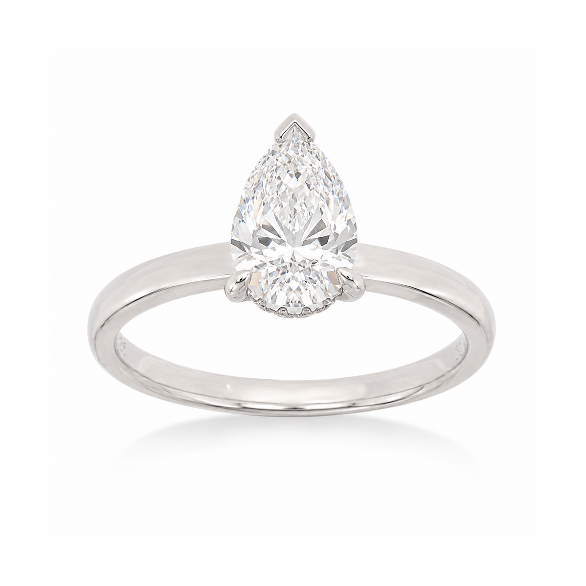 14ct White Gold Pear-Cut Lab-Grown Diamond Ring, 1ct Centre