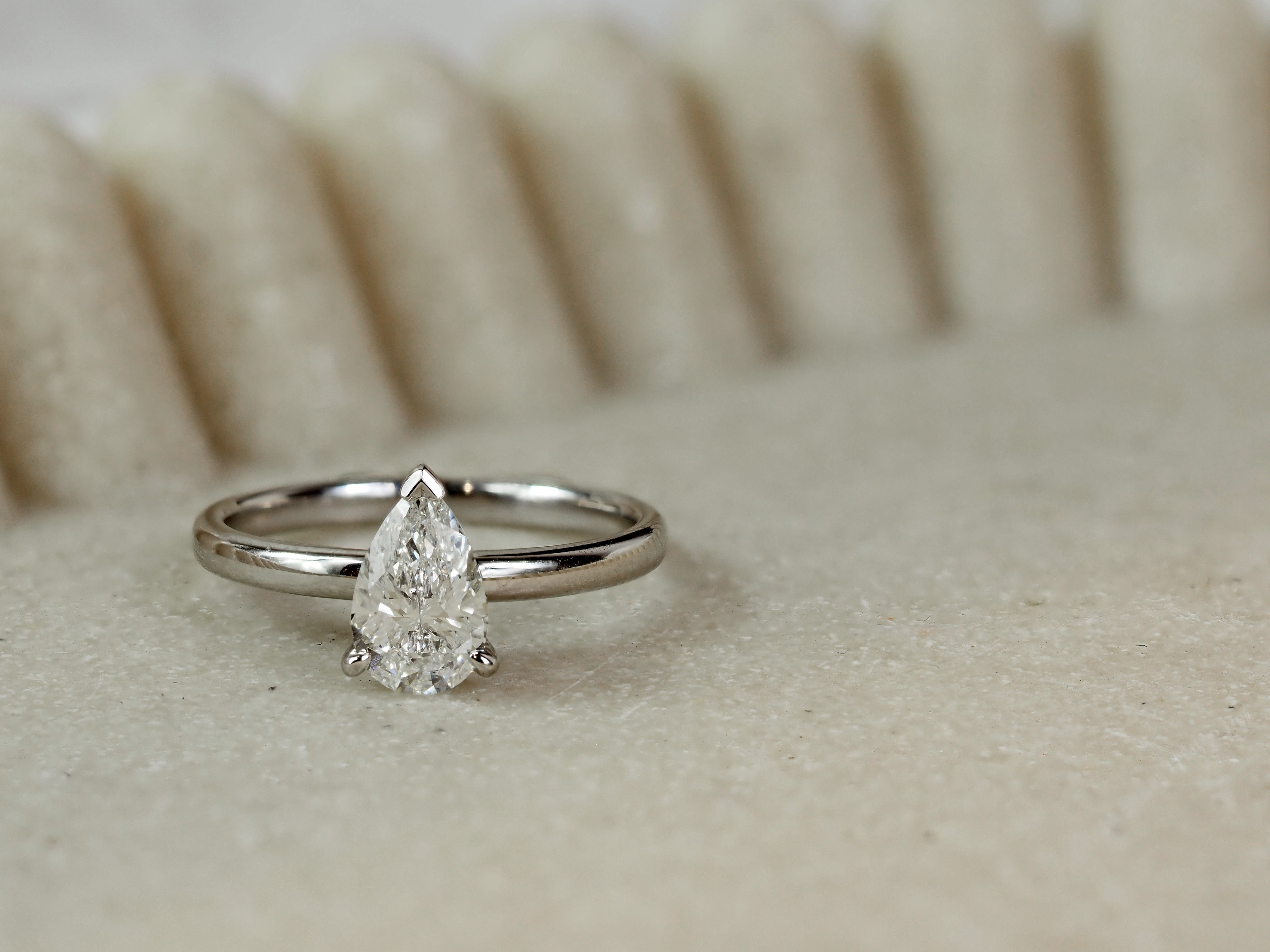 14ct White Gold Pear-Cut Lab-Grown Diamond Ring, 1ct Centre