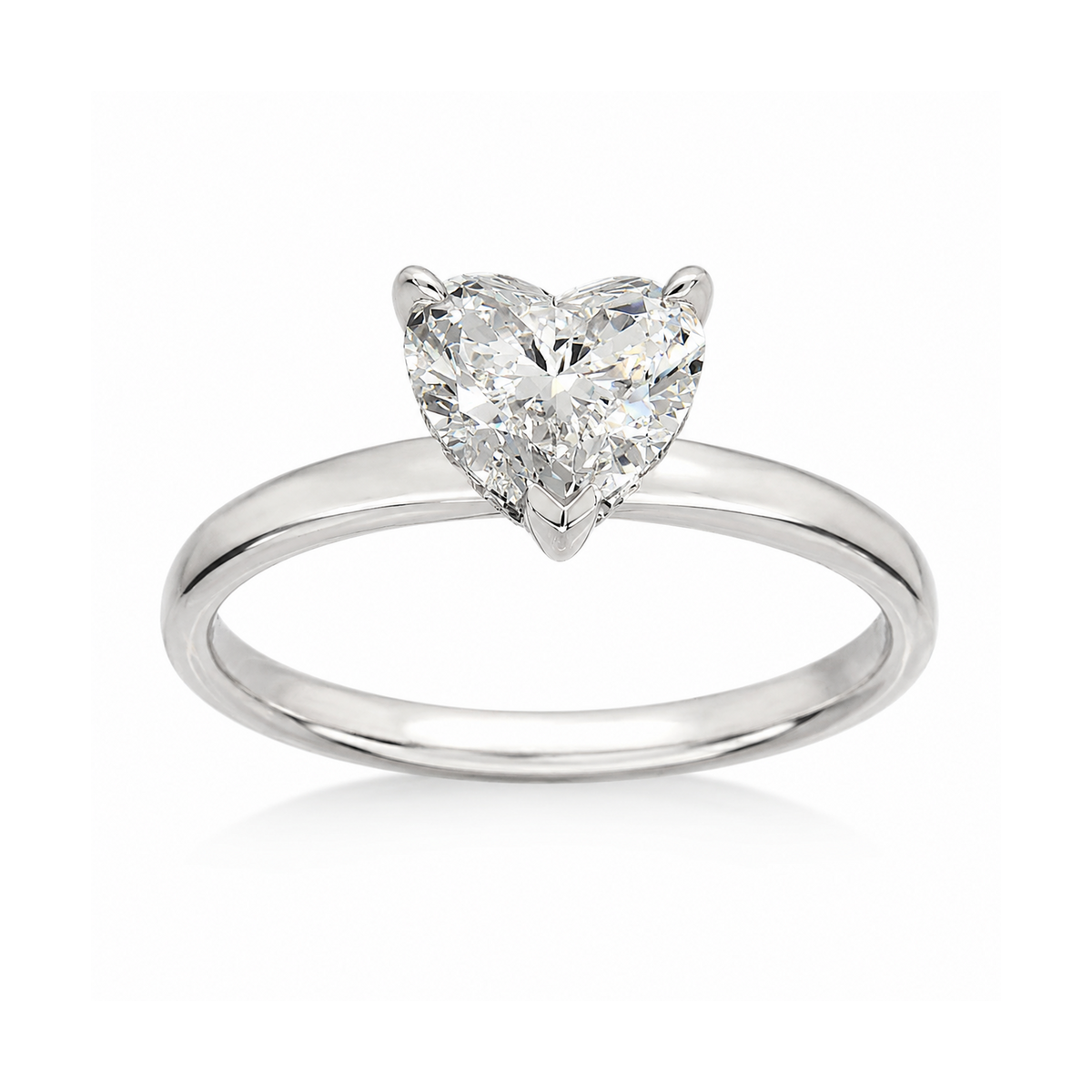 14ct White Gold Heart-Cut Lab-Grown Diamond Engagement Ring, 1.04ct Centre