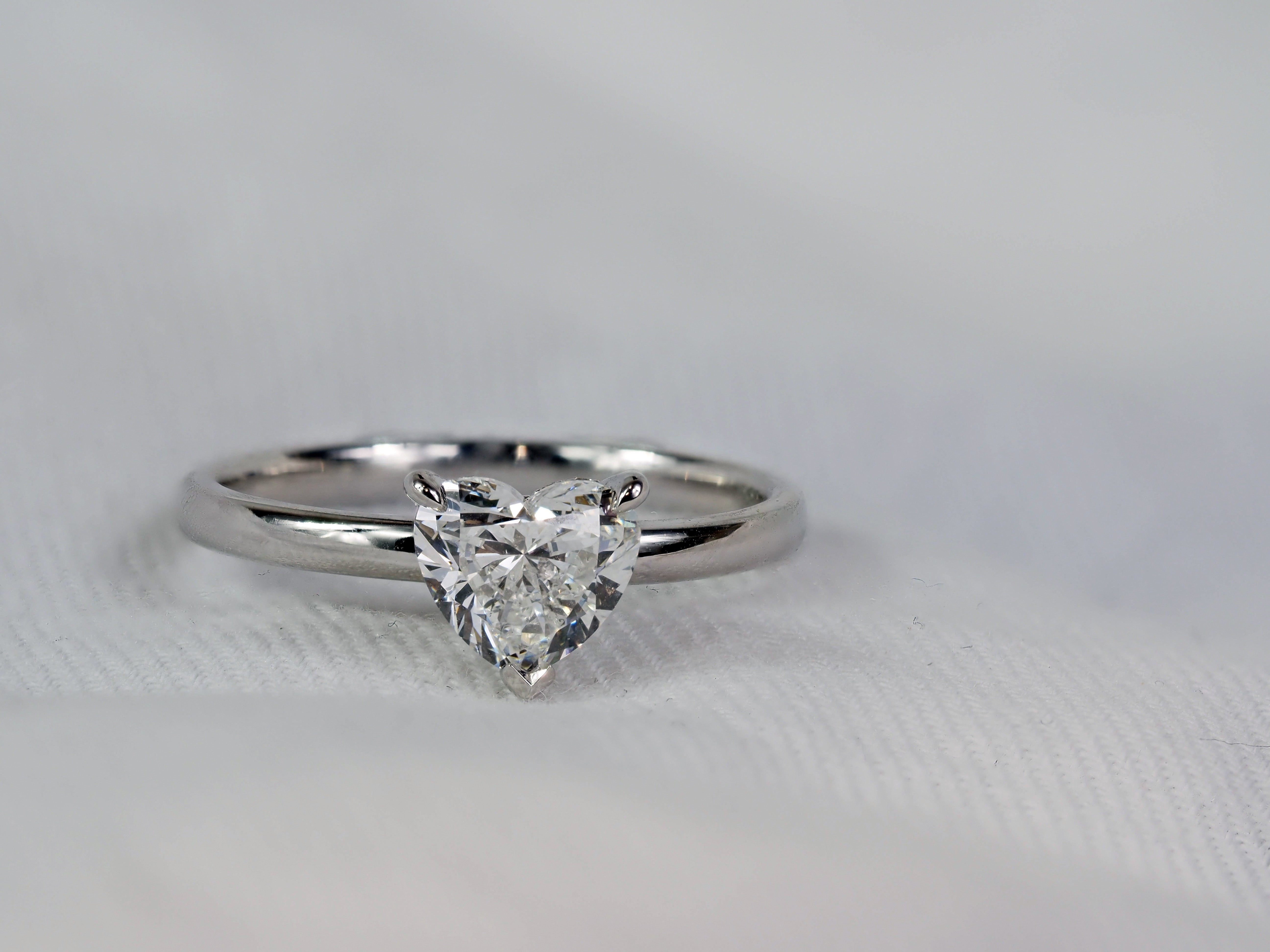 14ct White Gold Heart-Cut Lab-Grown Diamond Engagement Ring, 1.04ct Centre