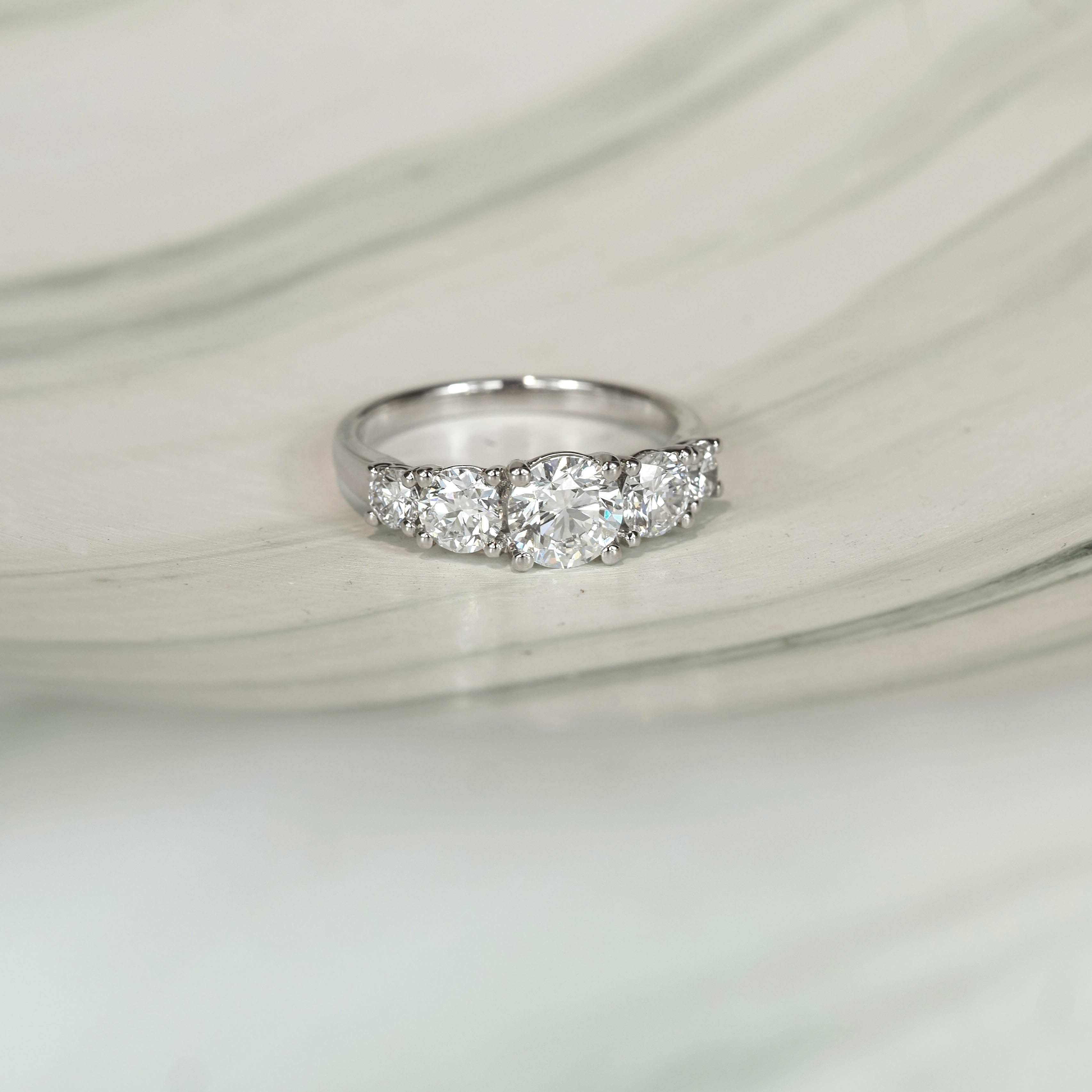 9ct White Gold Lab-Grown Round Brilliant Cut Diamond Ring, 2.01ct total