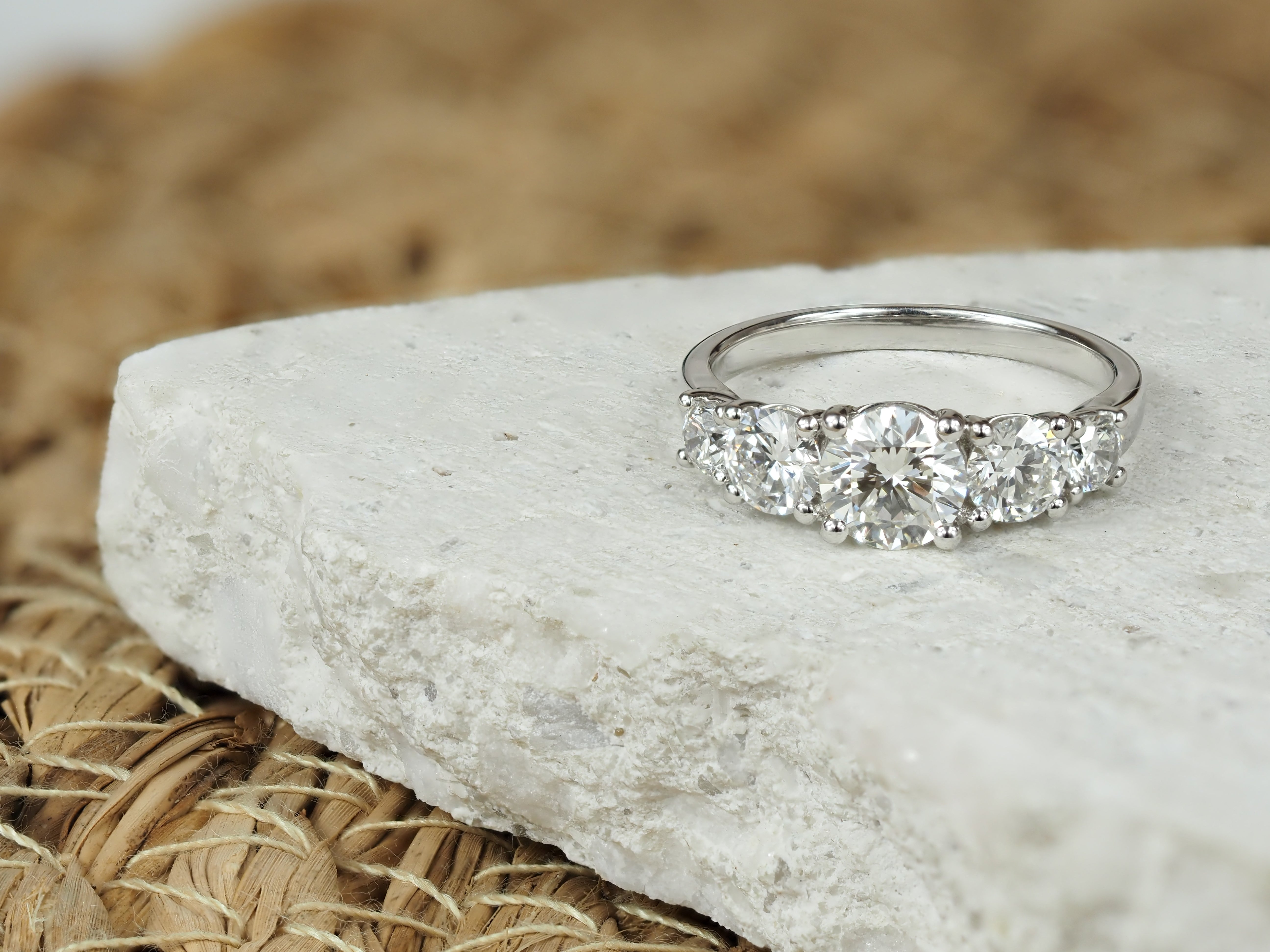 9ct White Gold Lab-Grown Round Brilliant Cut Diamond Ring, 2.01ct total