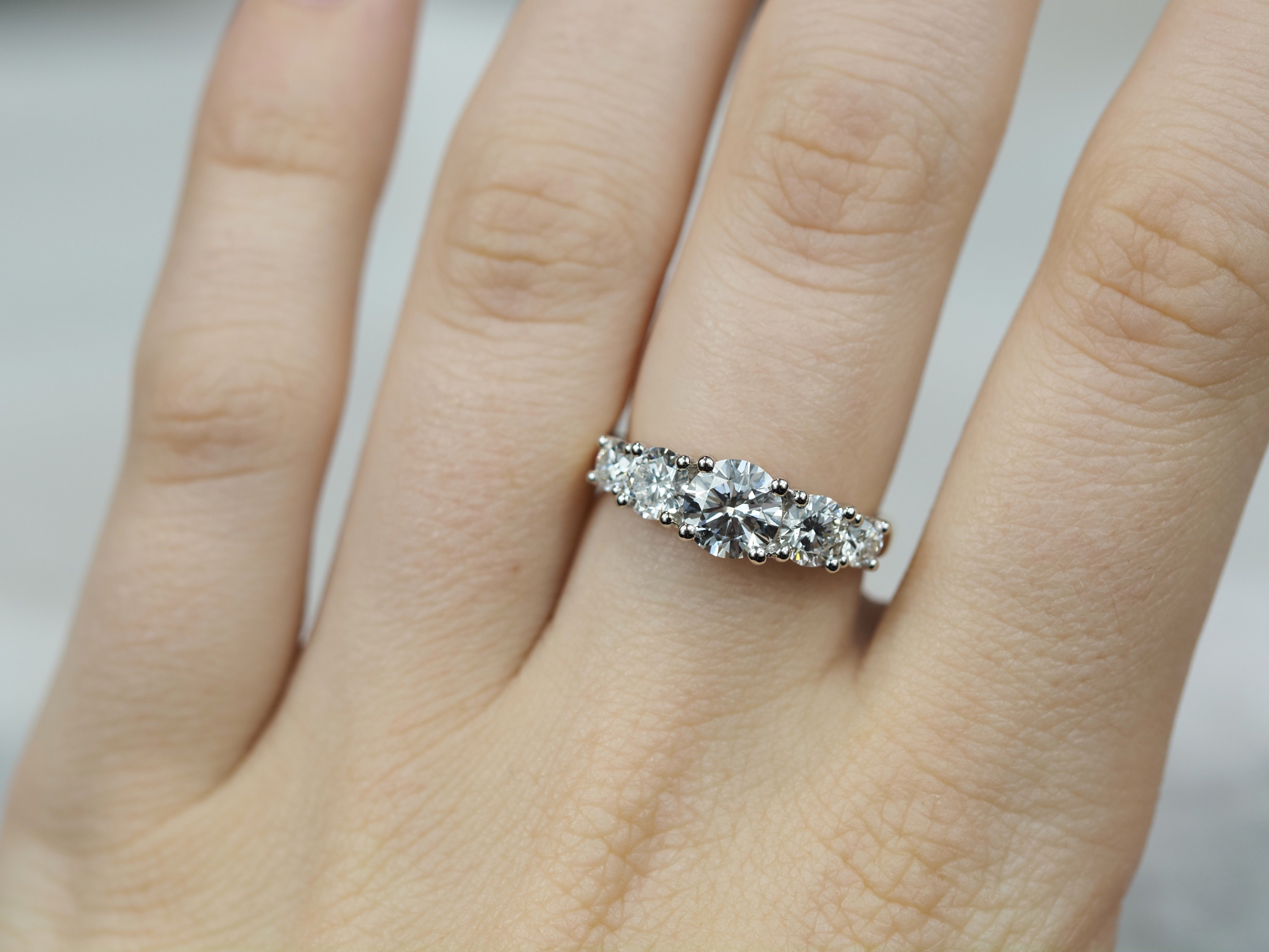 9ct White Gold Lab-Grown Round Brilliant Cut Diamond Ring, 2.01ct total