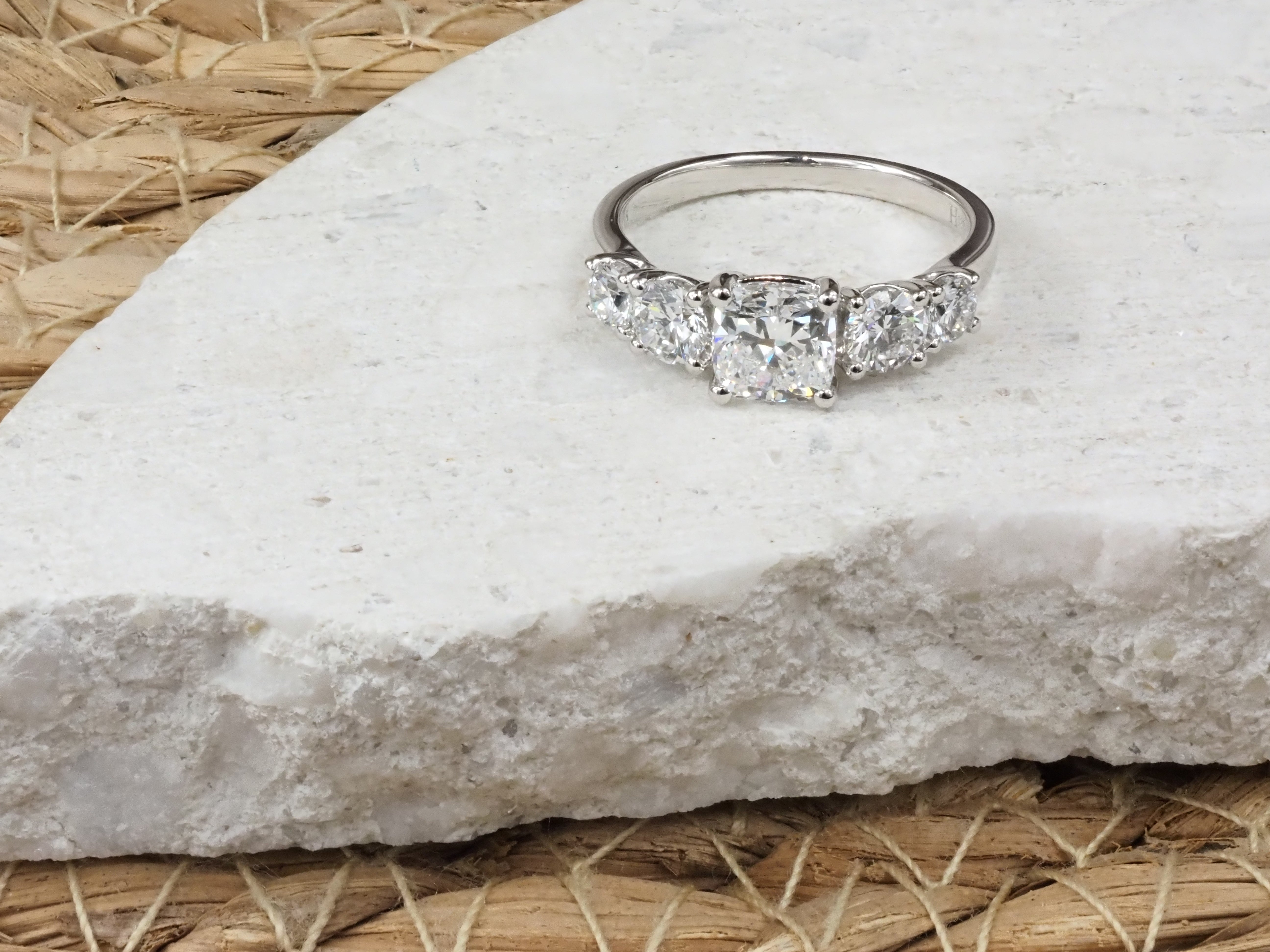 9ct White Gold Cushion and Round Cut Lab-Grown Diamond Ring, 2.02ct total