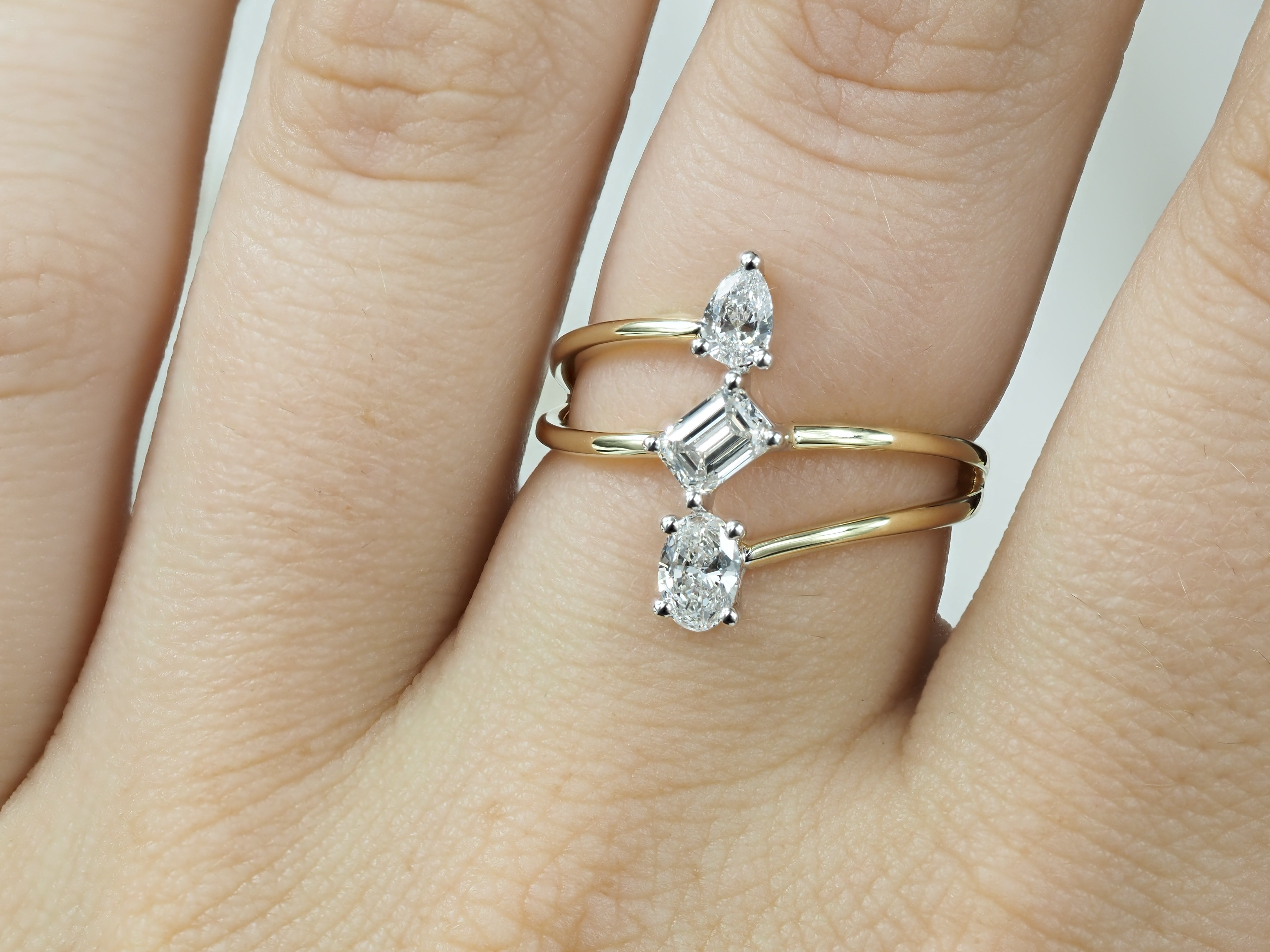 9ct Yellow and White Gold Multi Shape Lab-Grown Diamond Ring, 0.76ct Total