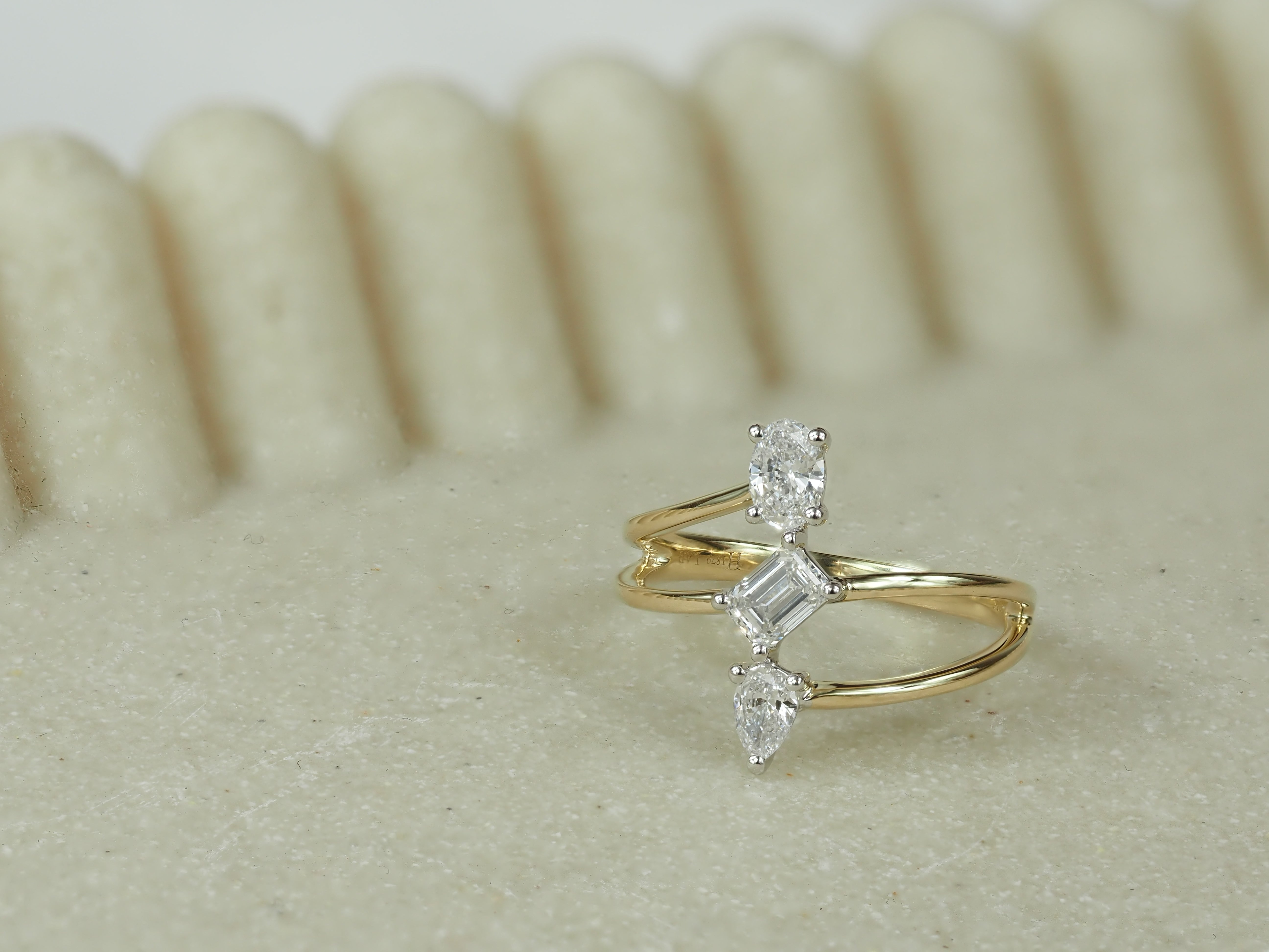 9ct Yellow and White Gold Multi Shape Lab-Grown Diamond Ring, 0.76ct Total