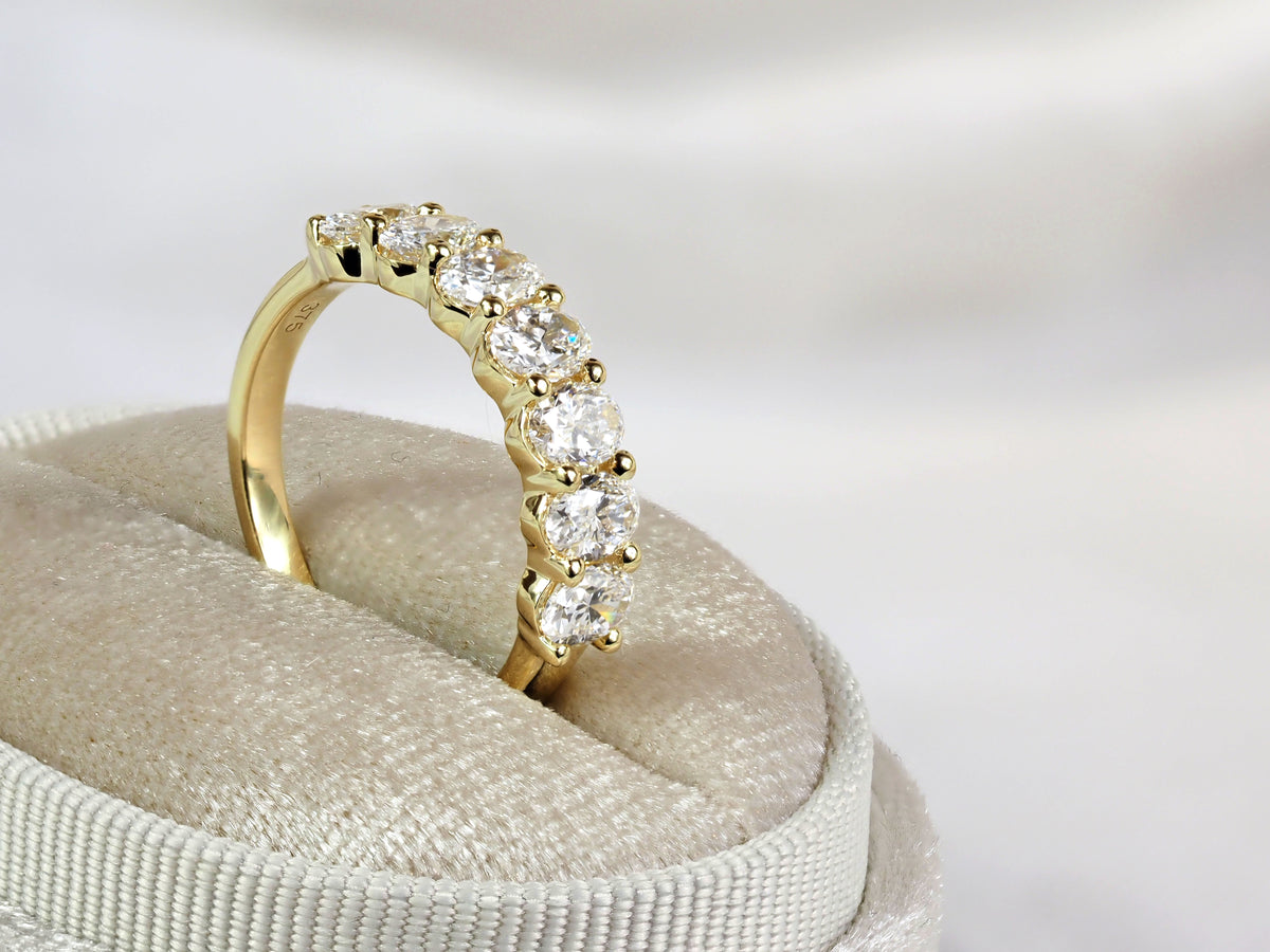 9ct Yellow Gold Lab-Grown Oval Cut Diamond Ring, 1.42ct Total