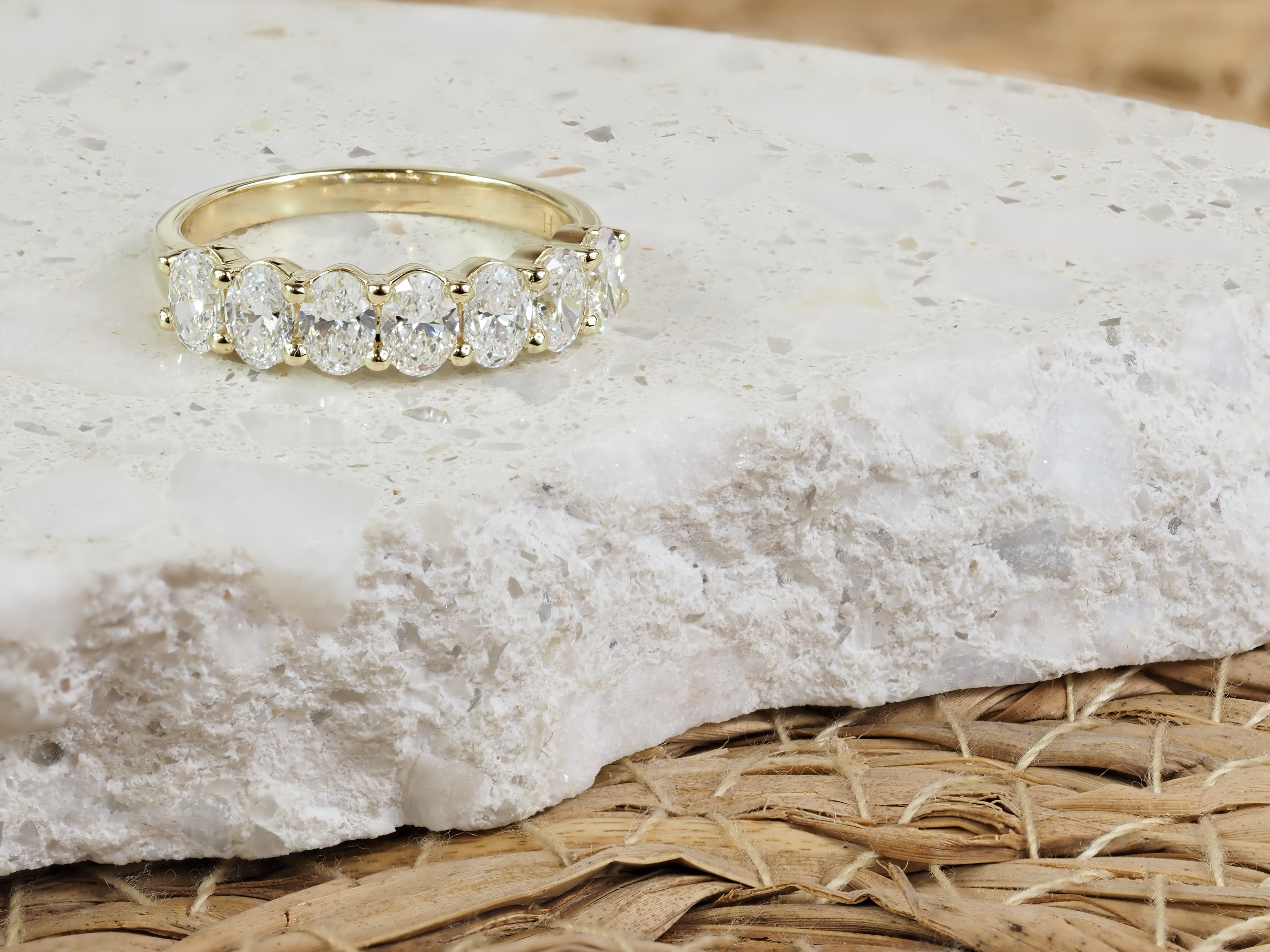 9ct Yellow Gold Lab-Grown Oval Cut Diamond Ring, 1.42ct Total