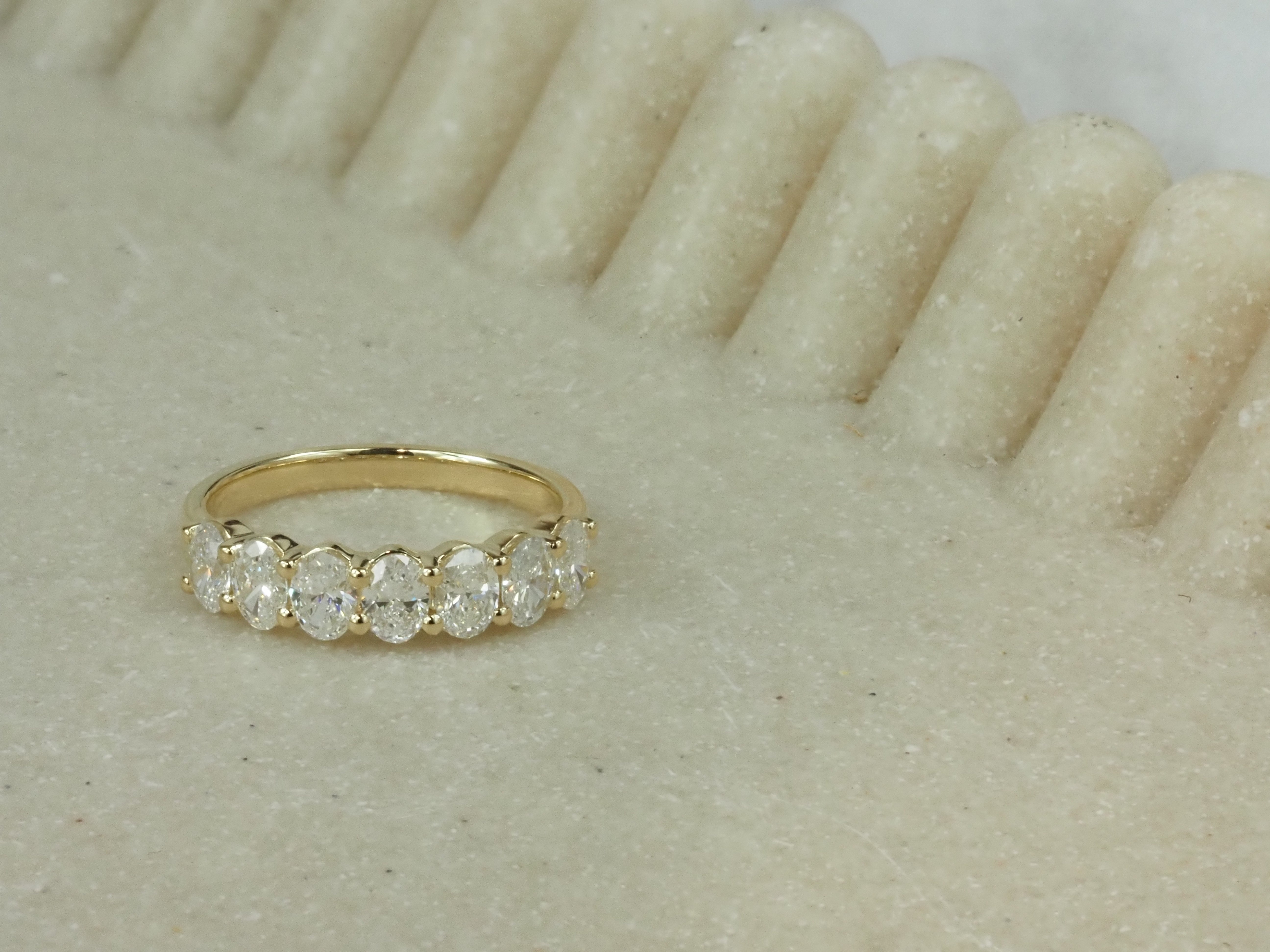 9ct Yellow Gold Lab-Grown Oval Cut Diamond Ring, 1.43ct Total