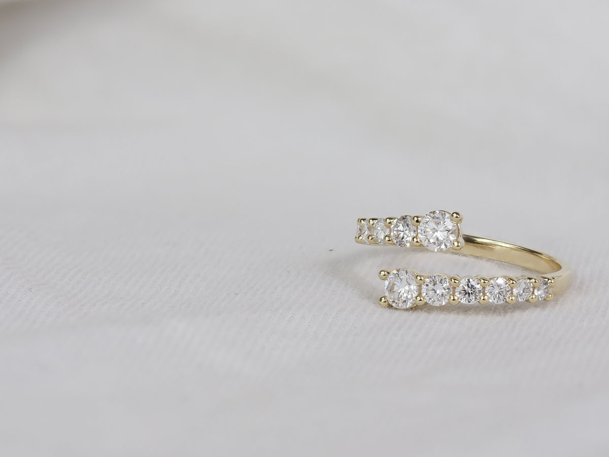 9ct Yellow Gold Lab-Grown Diamond Ring, 0.98ct Total