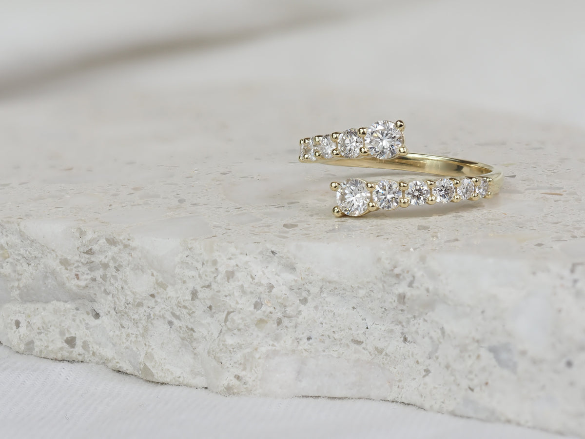 9ct Yellow Gold Lab-Grown Diamond Ring, 0.98ct Total