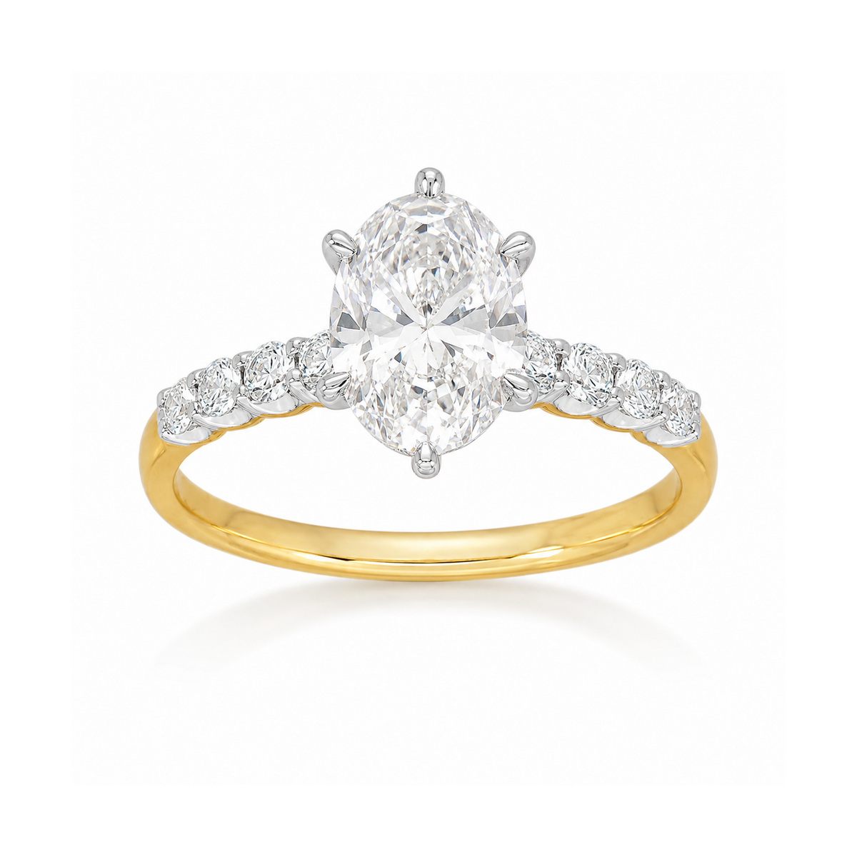 14ct Yellow and White Gold Oval Lab-Grown Diamond Engagement Ring, 1.24ct Centre