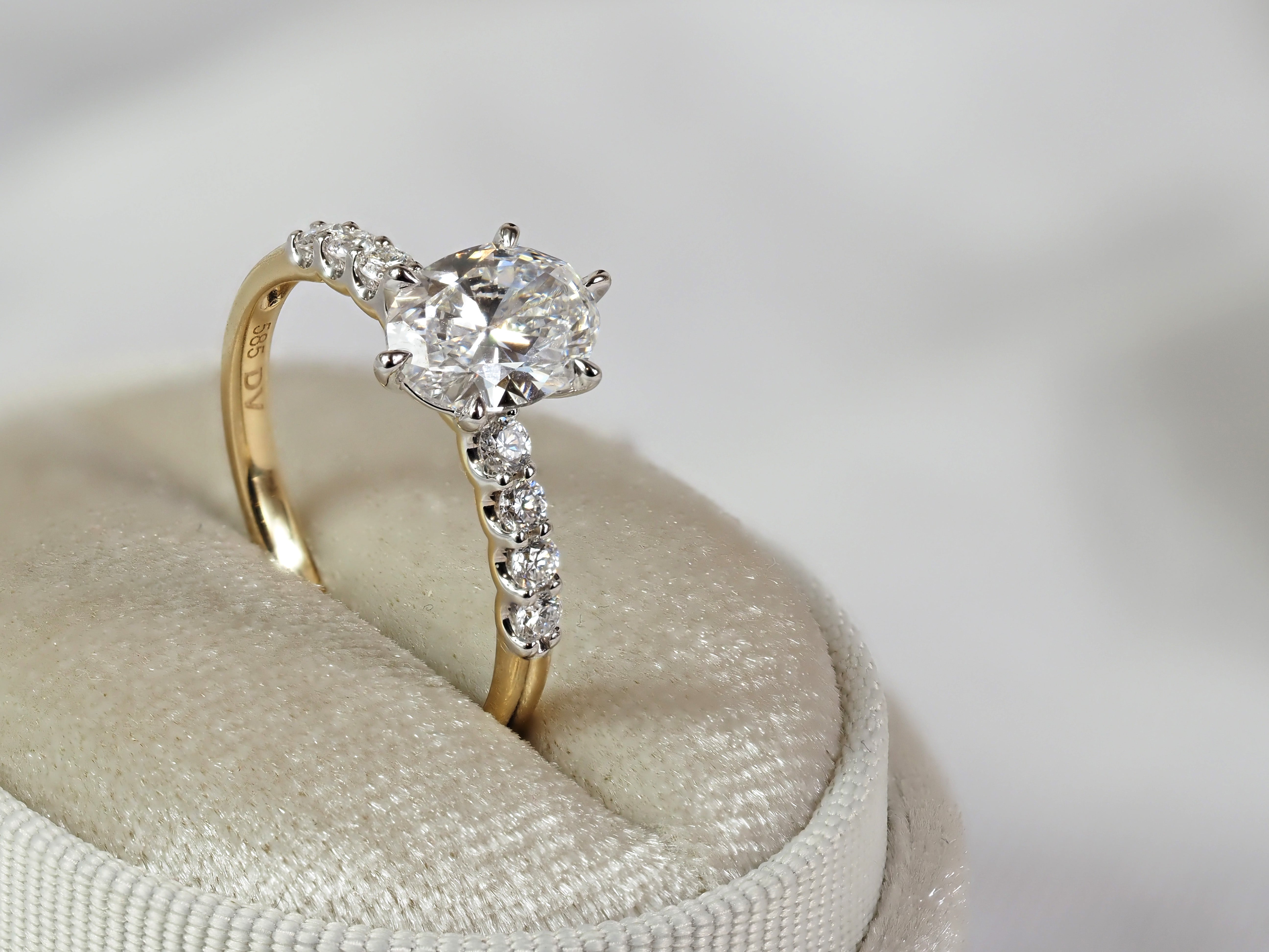 14ct Yellow and White Gold Oval Lab-Grown Diamond Engagement Ring, 1.24ct Centre
