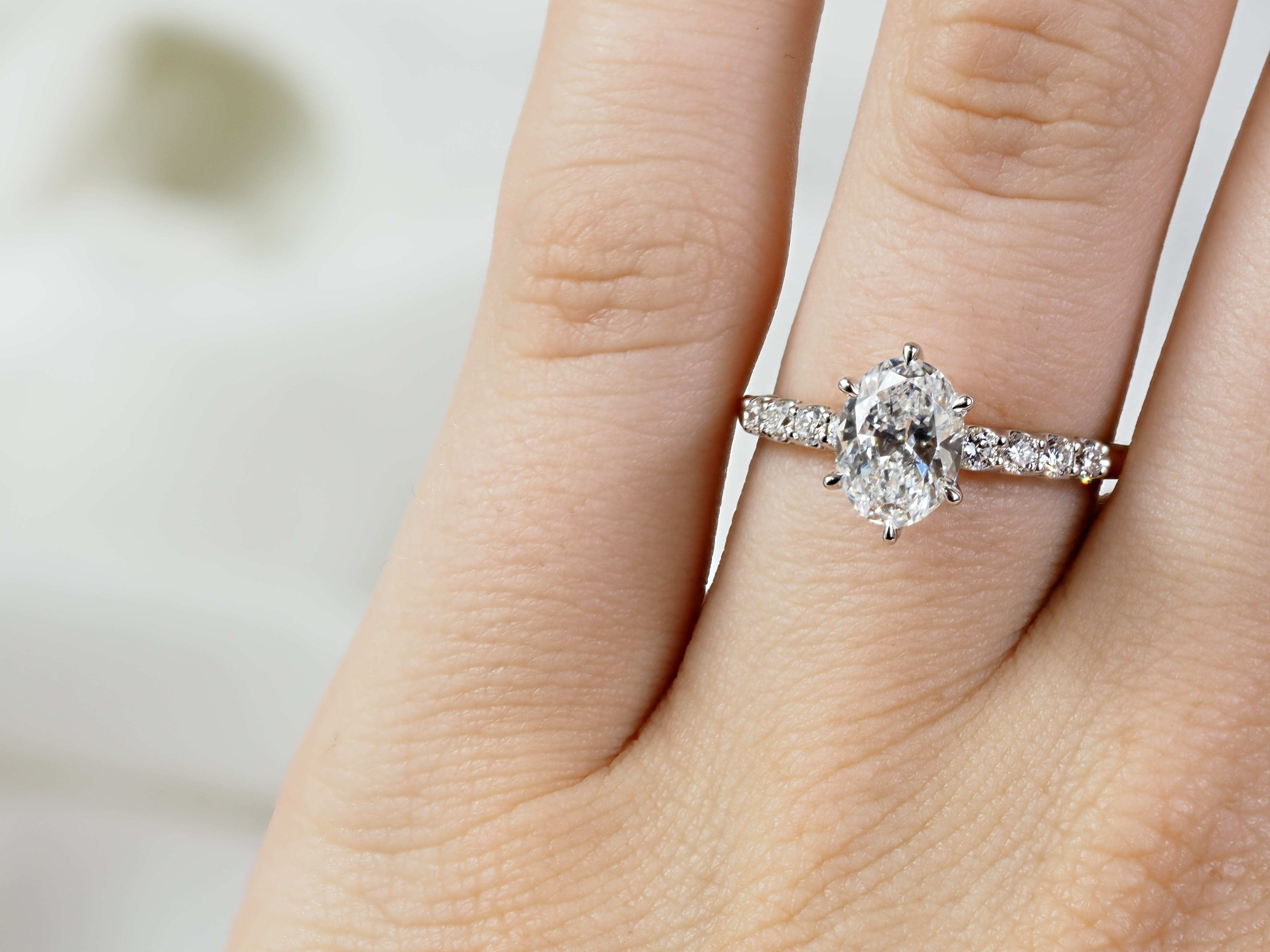 14ct Yellow and White Gold Oval Lab-Grown Diamond Engagement Ring, 1.24ct Centre