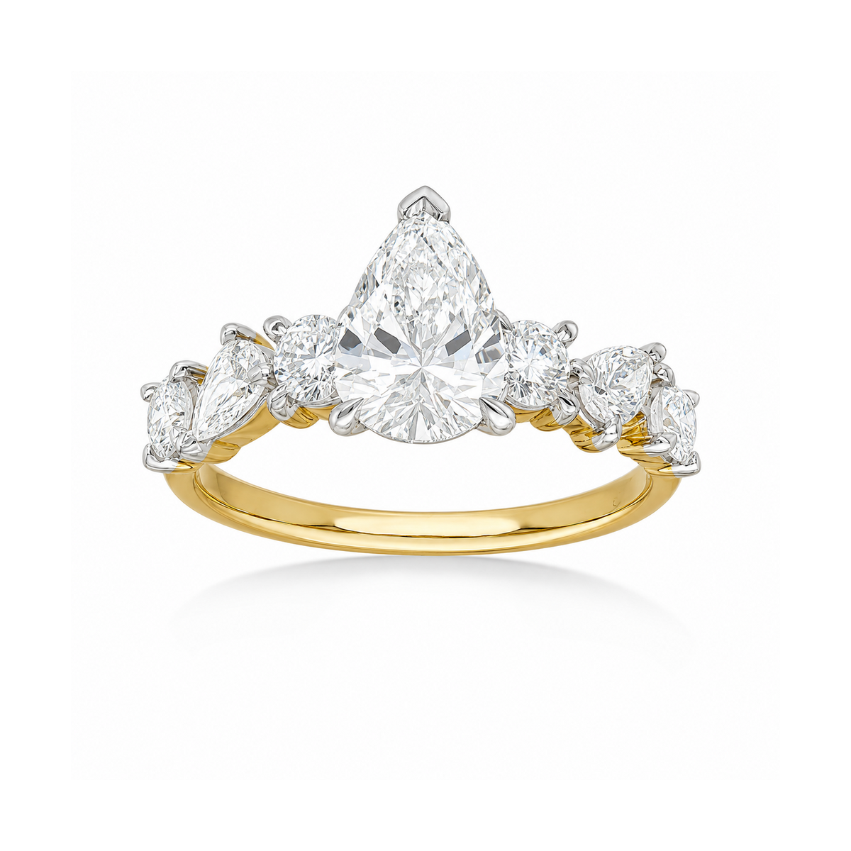 14ct Yellow and White Gold Pear Lab-Grown Diamond Engagement Ring, 1.05ct Centre