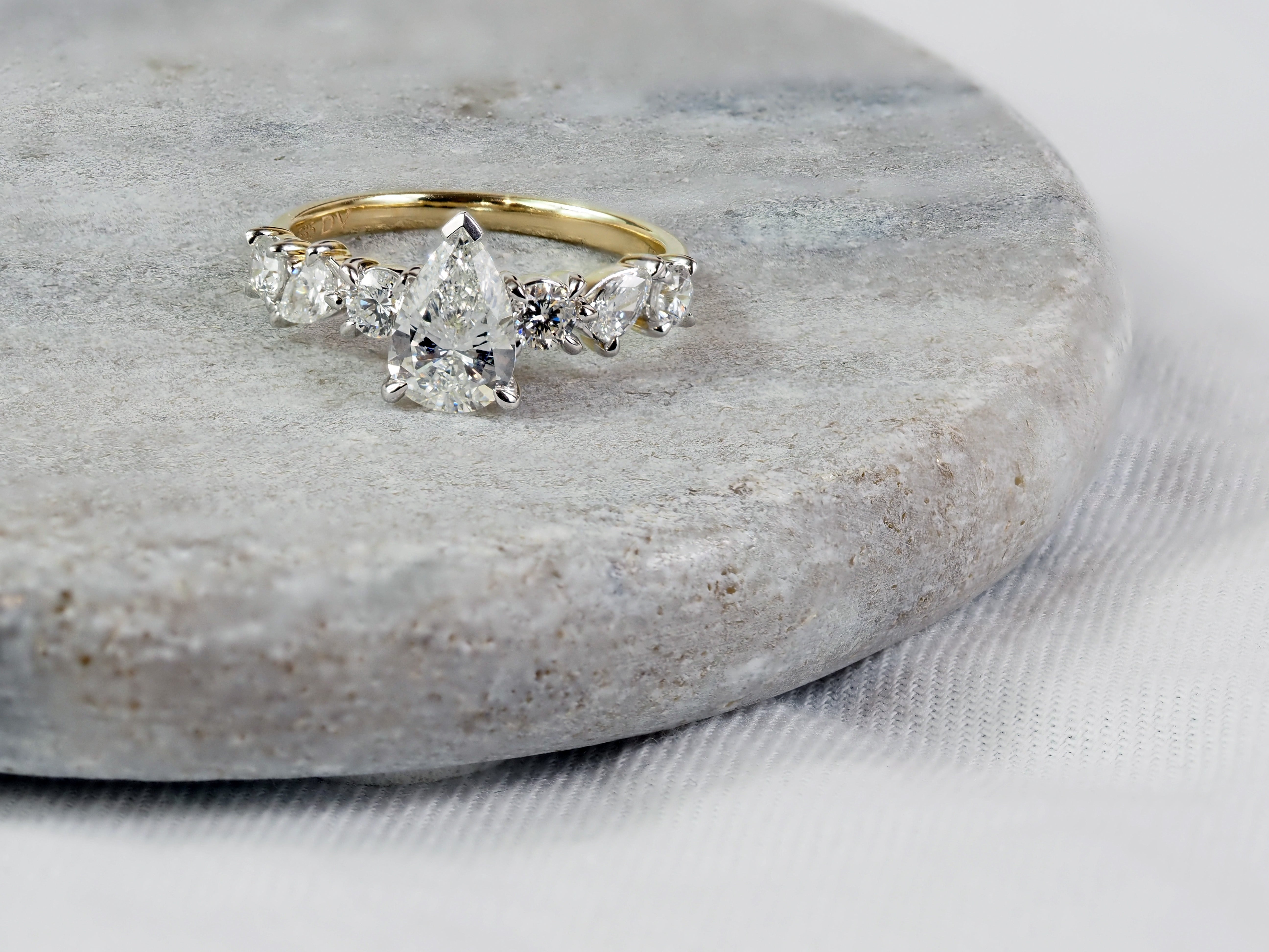 14ct Yellow and White Gold Pear Lab-Grown Diamond Engagement Ring, 1.05ct Centre