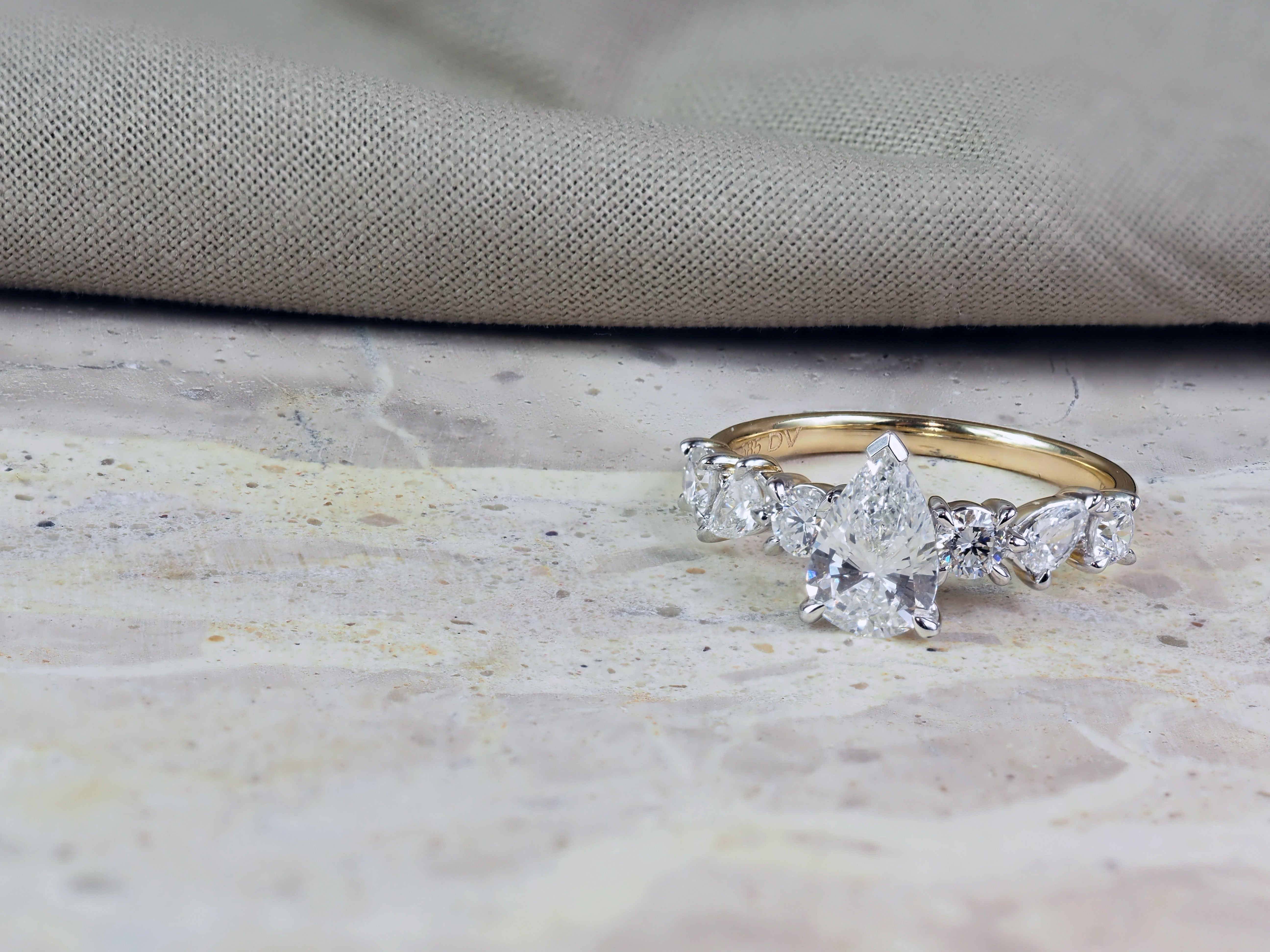 14ct Yellow and White Gold Pear Lab-Grown Diamond Engagement Ring, 1.05ct Centre