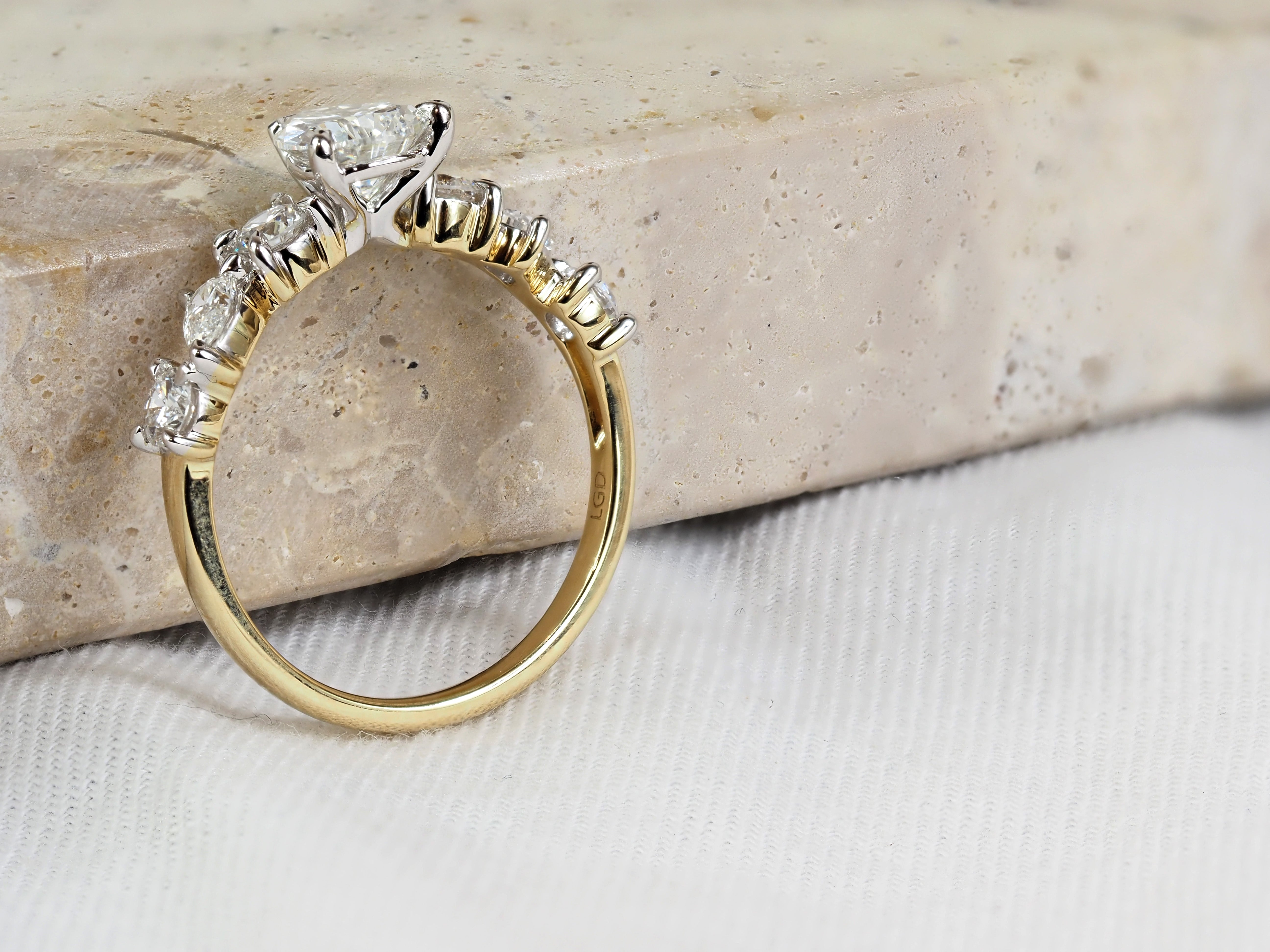 14ct Yellow and White Gold Pear Lab-Grown Diamond Engagement Ring, 1.05ct Centre