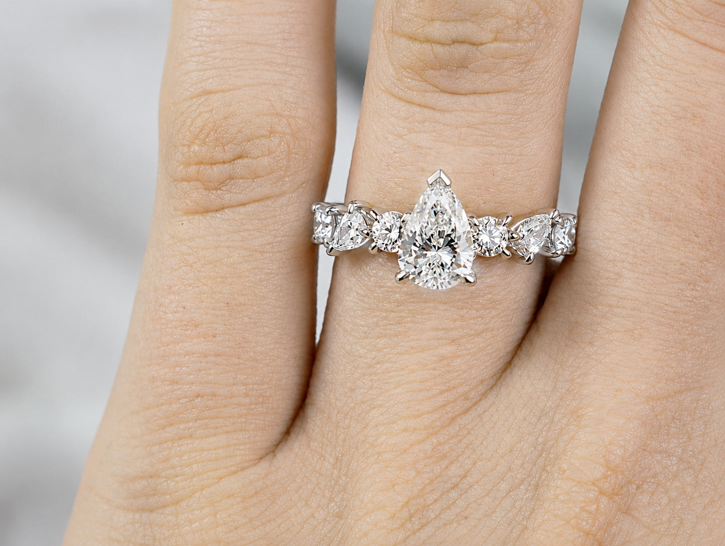 14ct Yellow and White Gold Pear Lab-Grown Diamond Engagement Ring, 1.05ct Centre